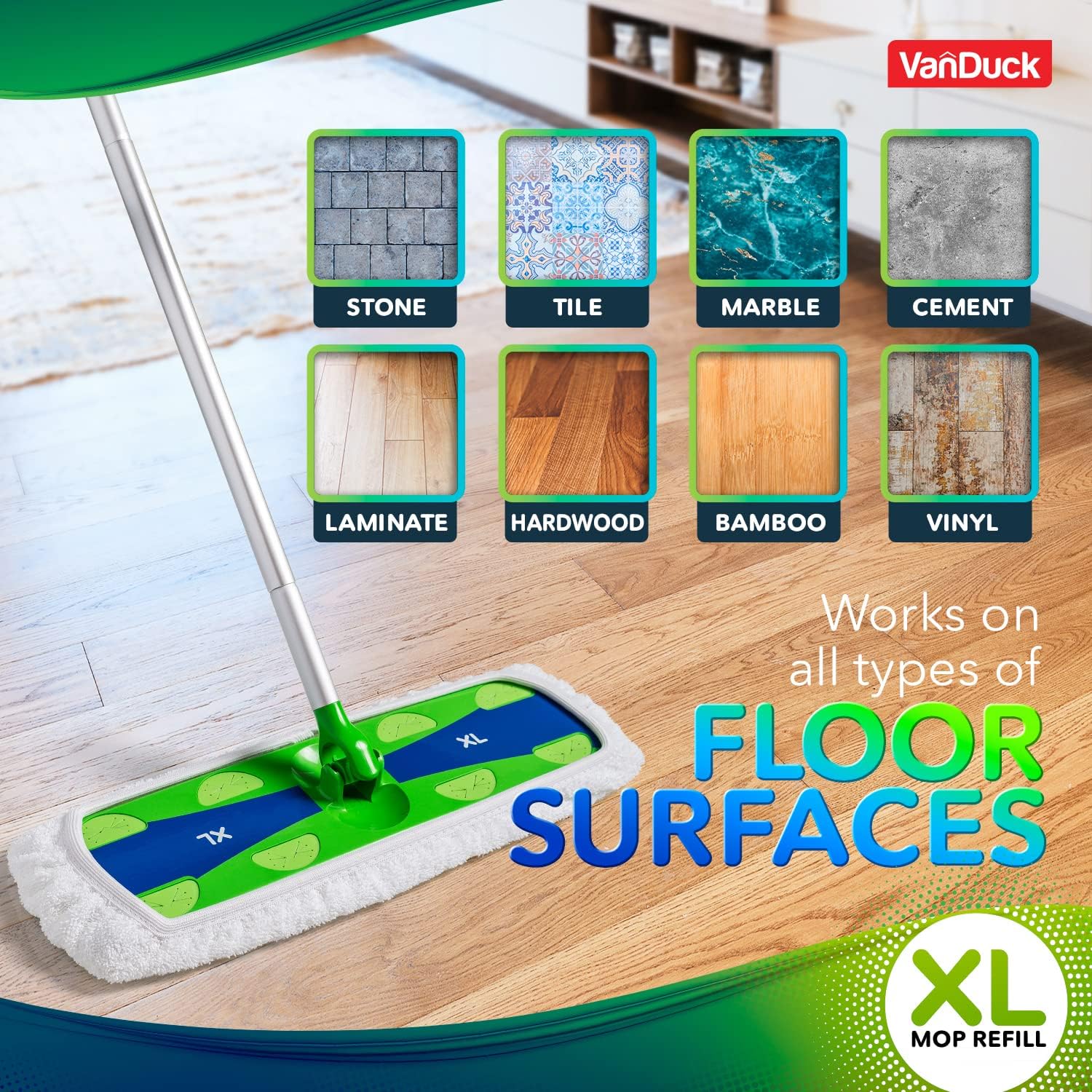 VanDuck Extra Large Cotton Mop Pads - 4-Pack for Swiffer XL Mop