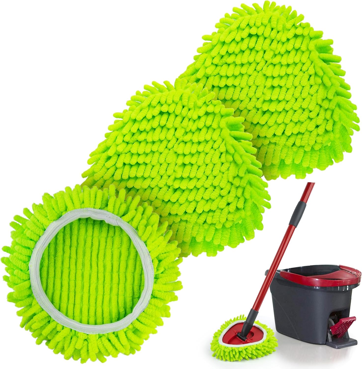 Ucoolbe Chenille Mop Head Refill 3 Pack for O Cedar EasyWring