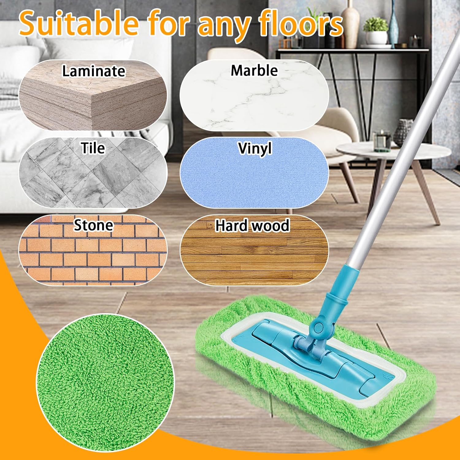 Unoutur Reusable Microfiber Mop Pads 16PCS