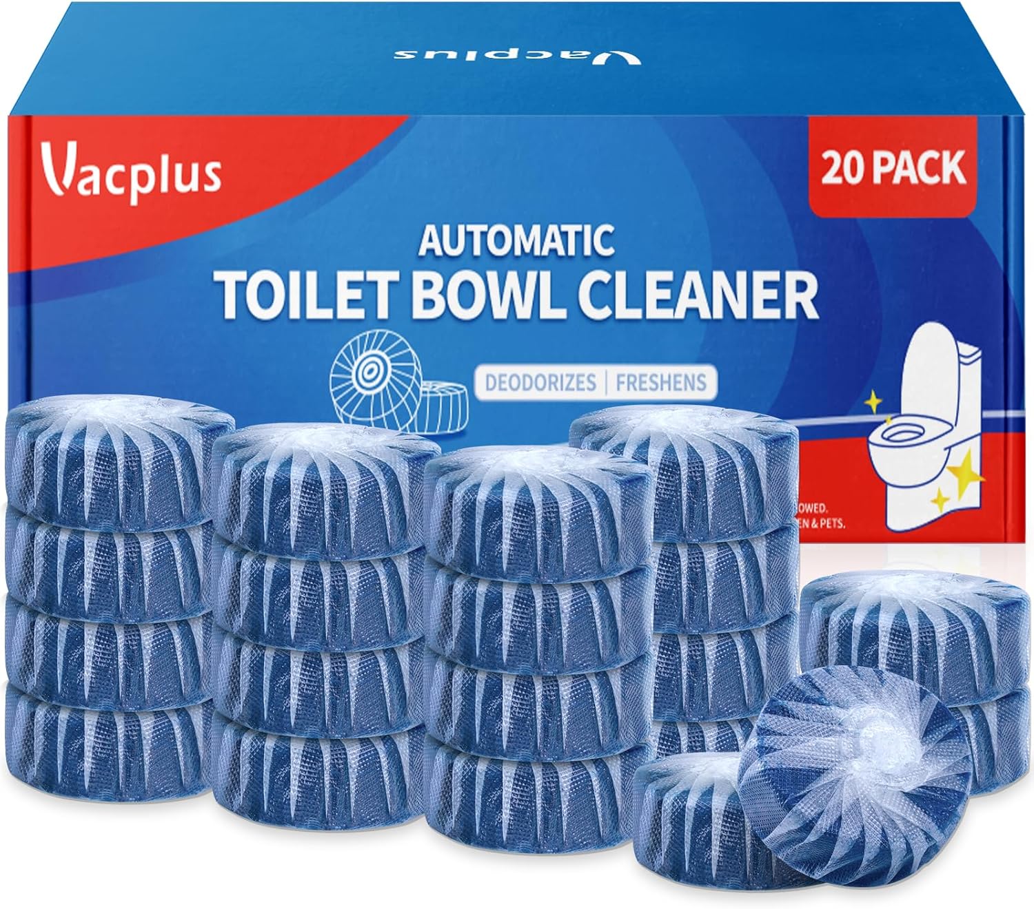 Vacplus Toilet Bowl Cleaners 20-Pack Blue Tablets