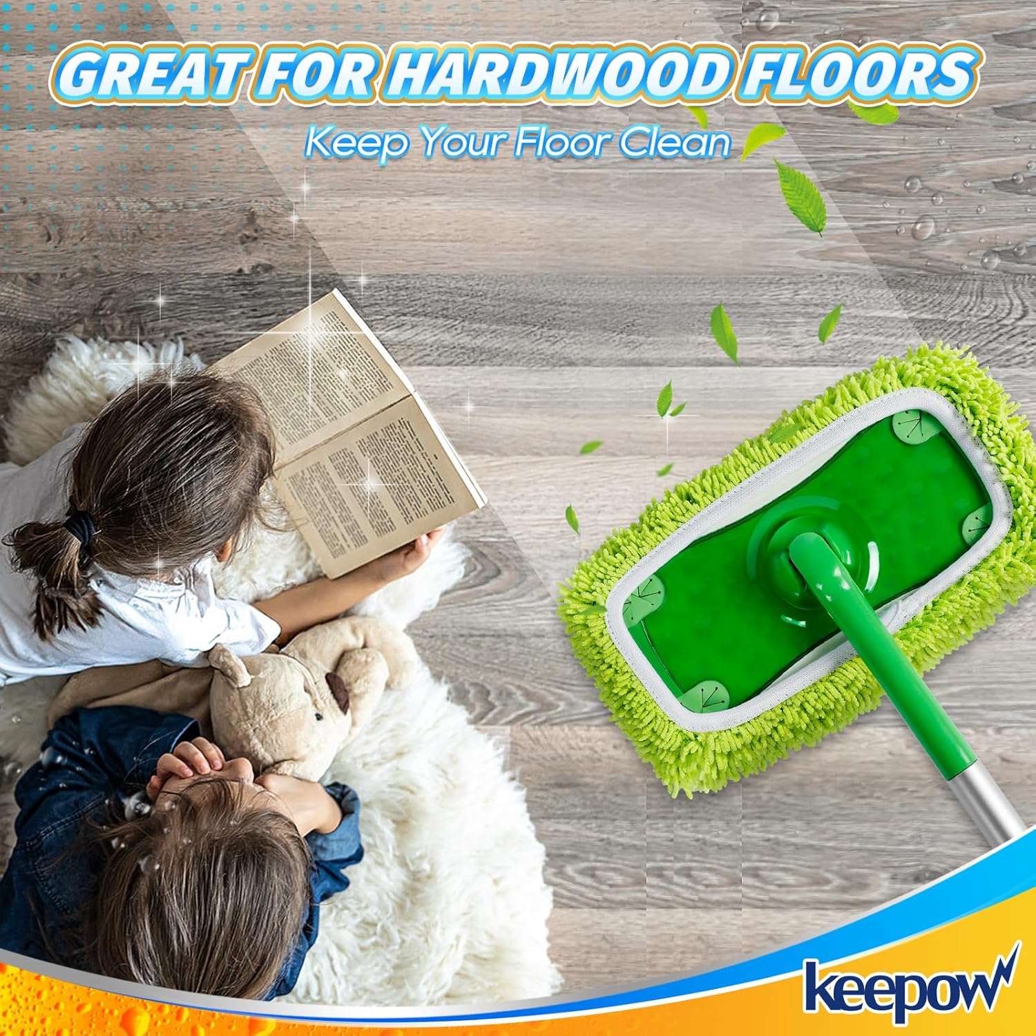 KEEPOW Reusable Microfiber Mop Pads 8 Pack
