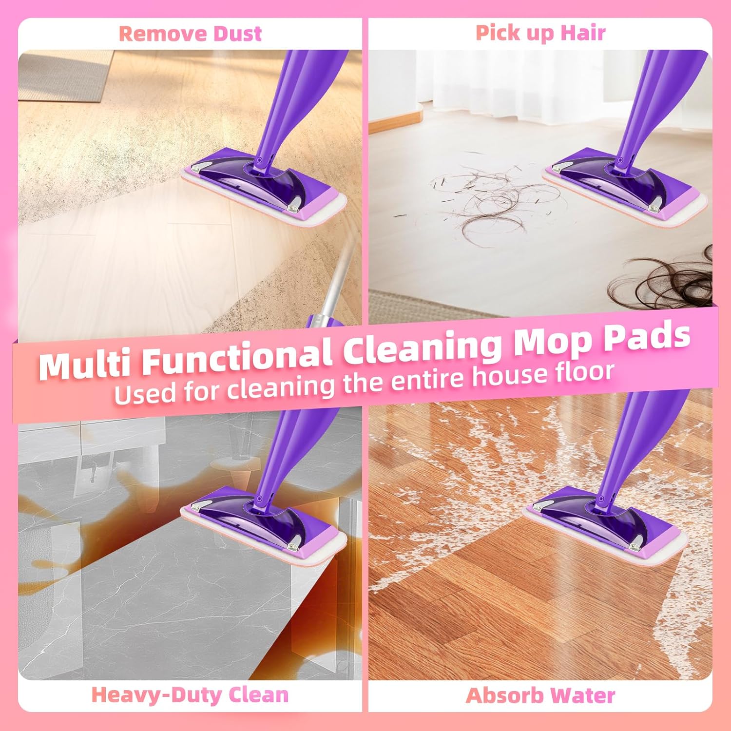 LOVECO Power Scrubbing Reusable Mop Pads 6 Pack
