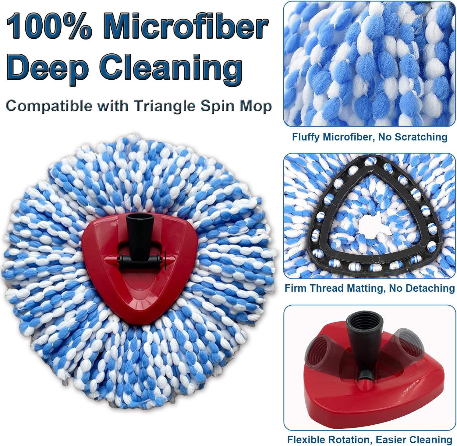 RUXIEWEY Spin Mop Refill Replacement Head 2 Pack