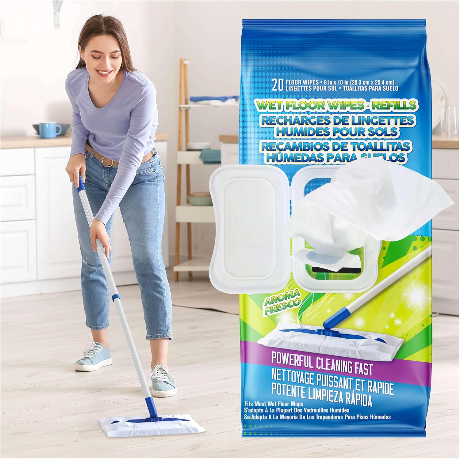 Juniper CLEAN Wet Floor Wipes 20 Count Multi-Surface Refill