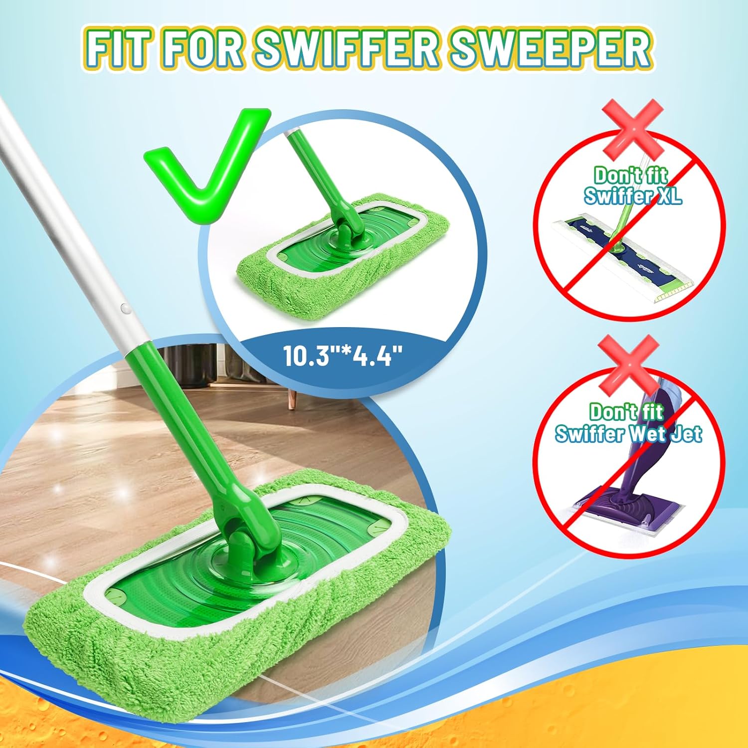 JINIOHEE Reusable Microfiber Mop Pads for Swiffer