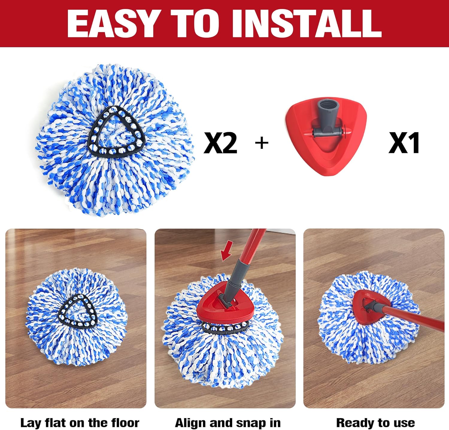 NEWE Mop Head Replacements 2 Pack for O-Cedar RinseClean 2