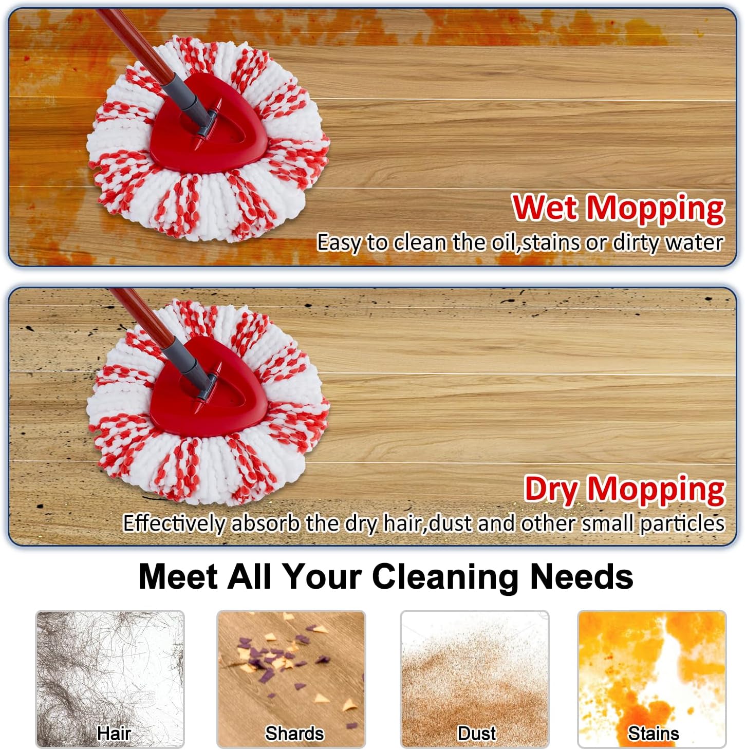 3 Pack Deep Clean Refill for Oceda EasyWring Spin Mop System
