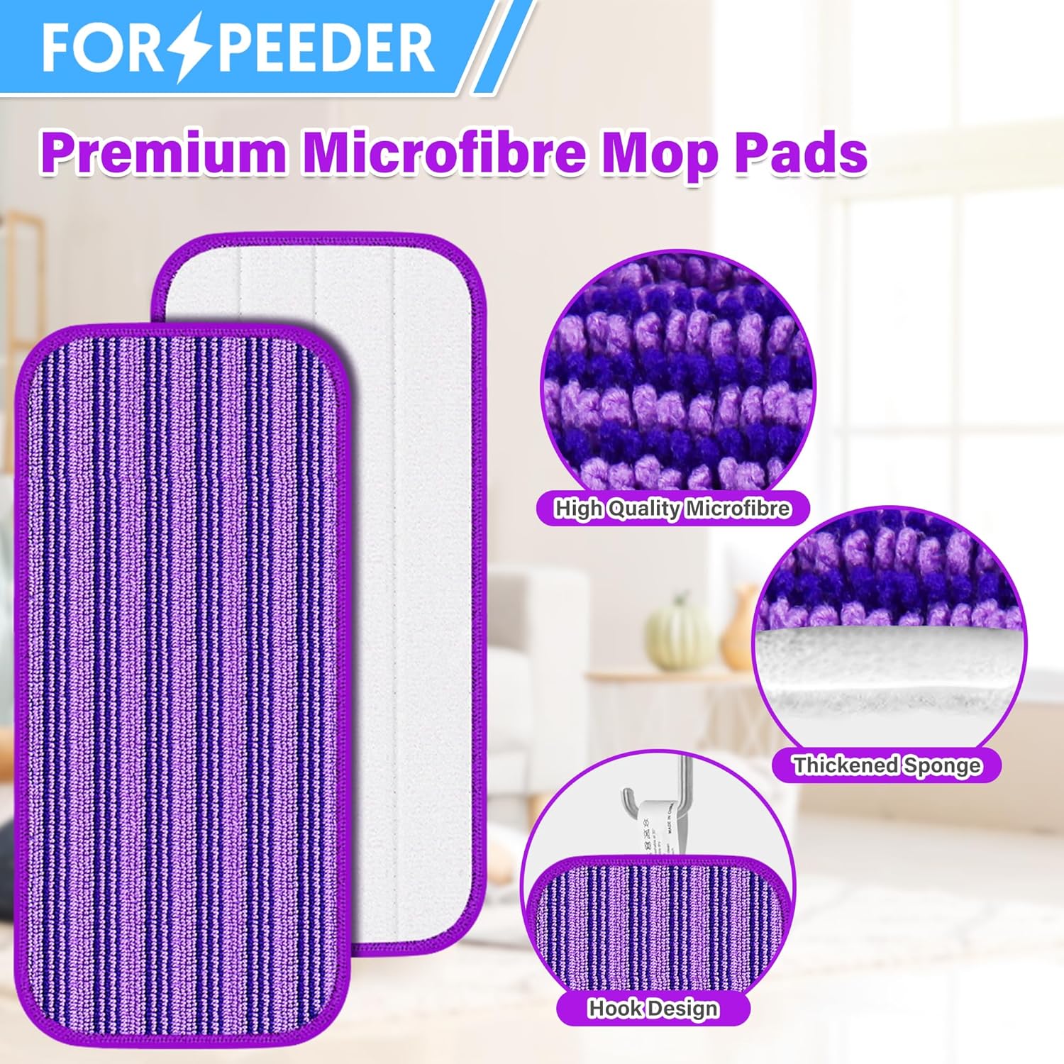 FORSPEEDER 6 Pack Reusable Mop Pads for Swiffer WetJet