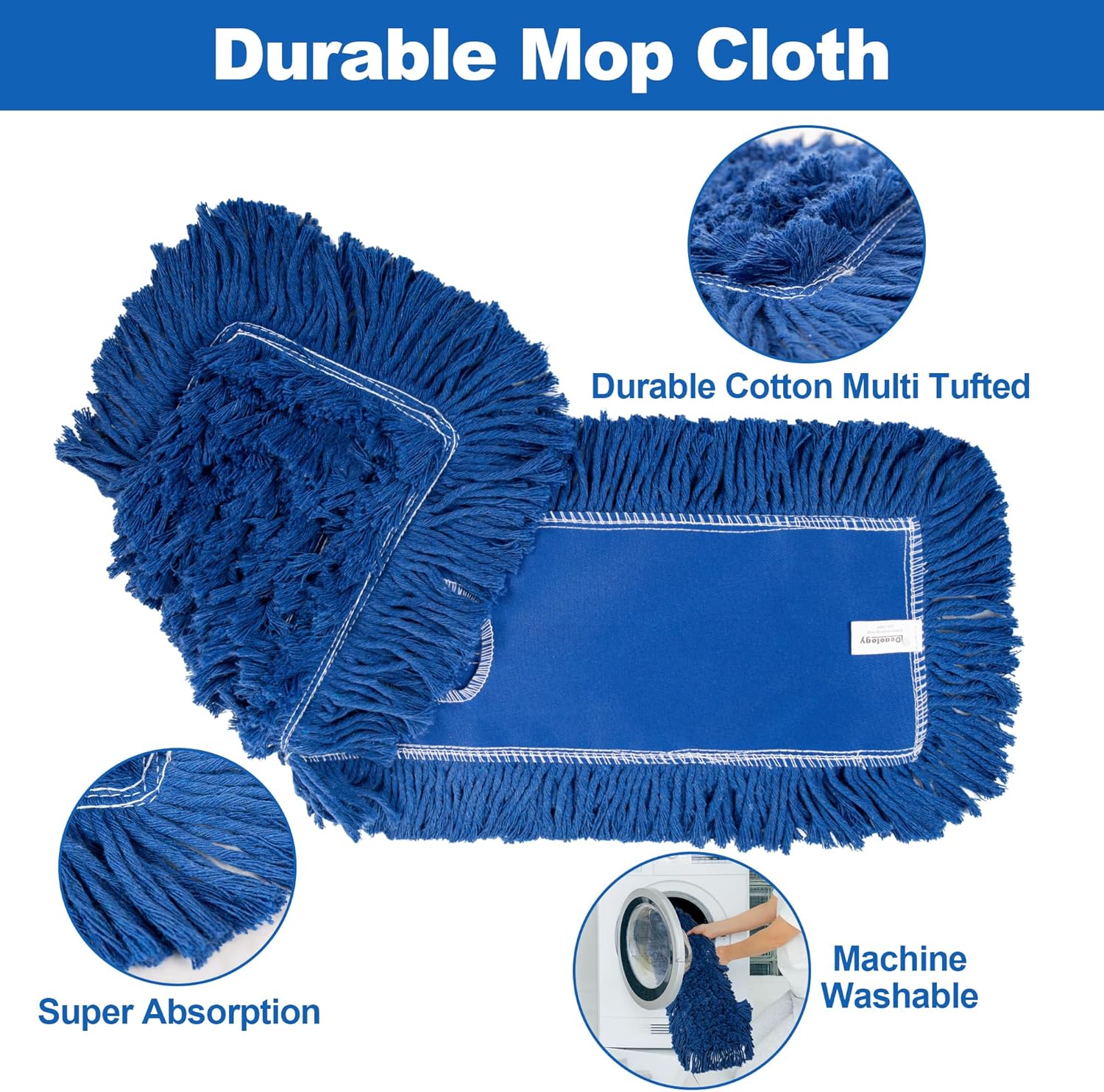 4 Pack 24-Inch Washable Dust Mop Heads - No Clinging Easy to Use