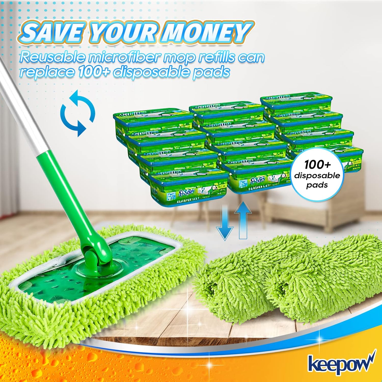 KEEPOW Reusable Mop Pads for Swiffer 6-Pack 1
