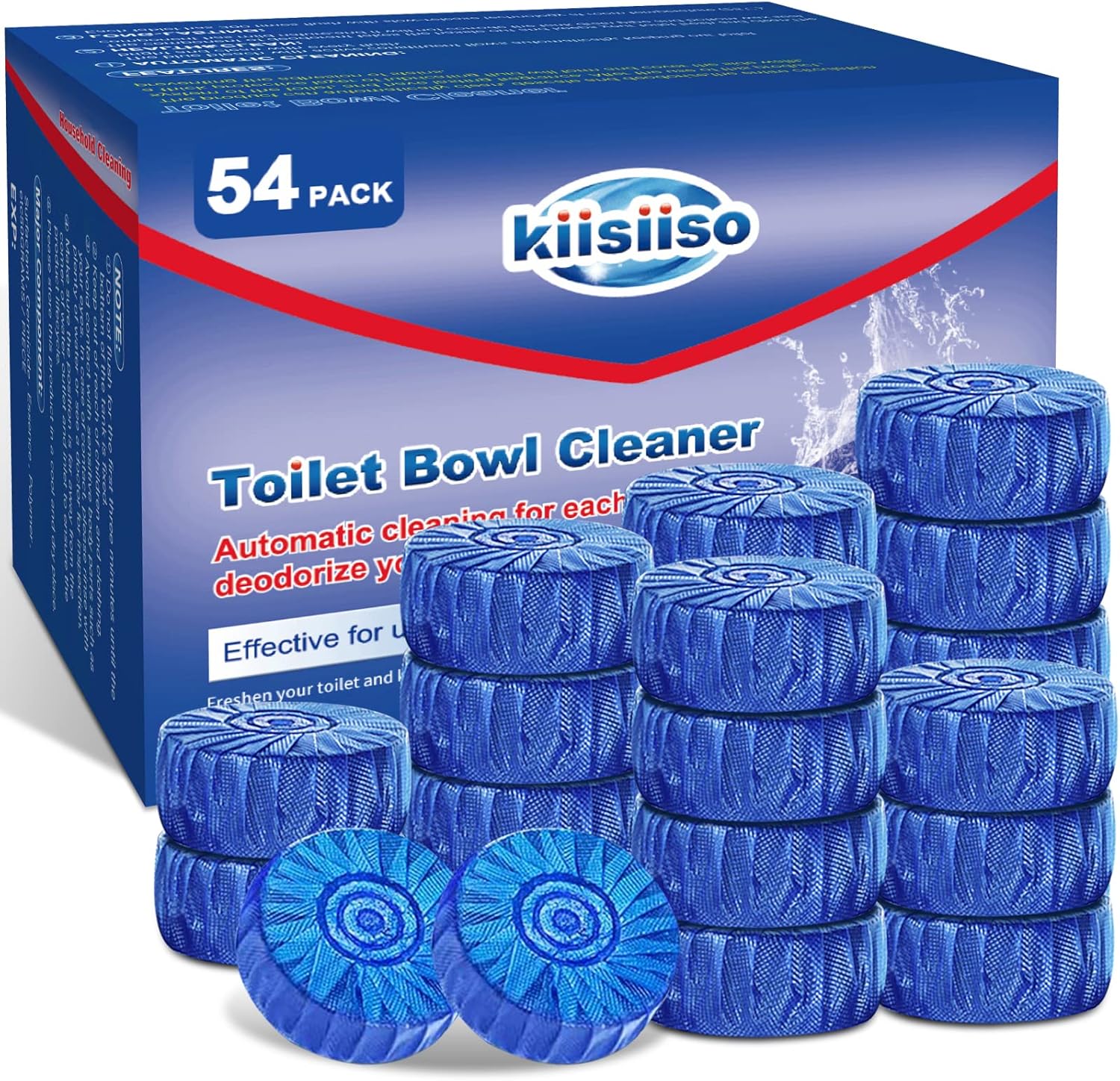 KIISIISO Toilet Bowl Tablets 54 Pack Automatic Cleaner with Long-Lasting Fragrance