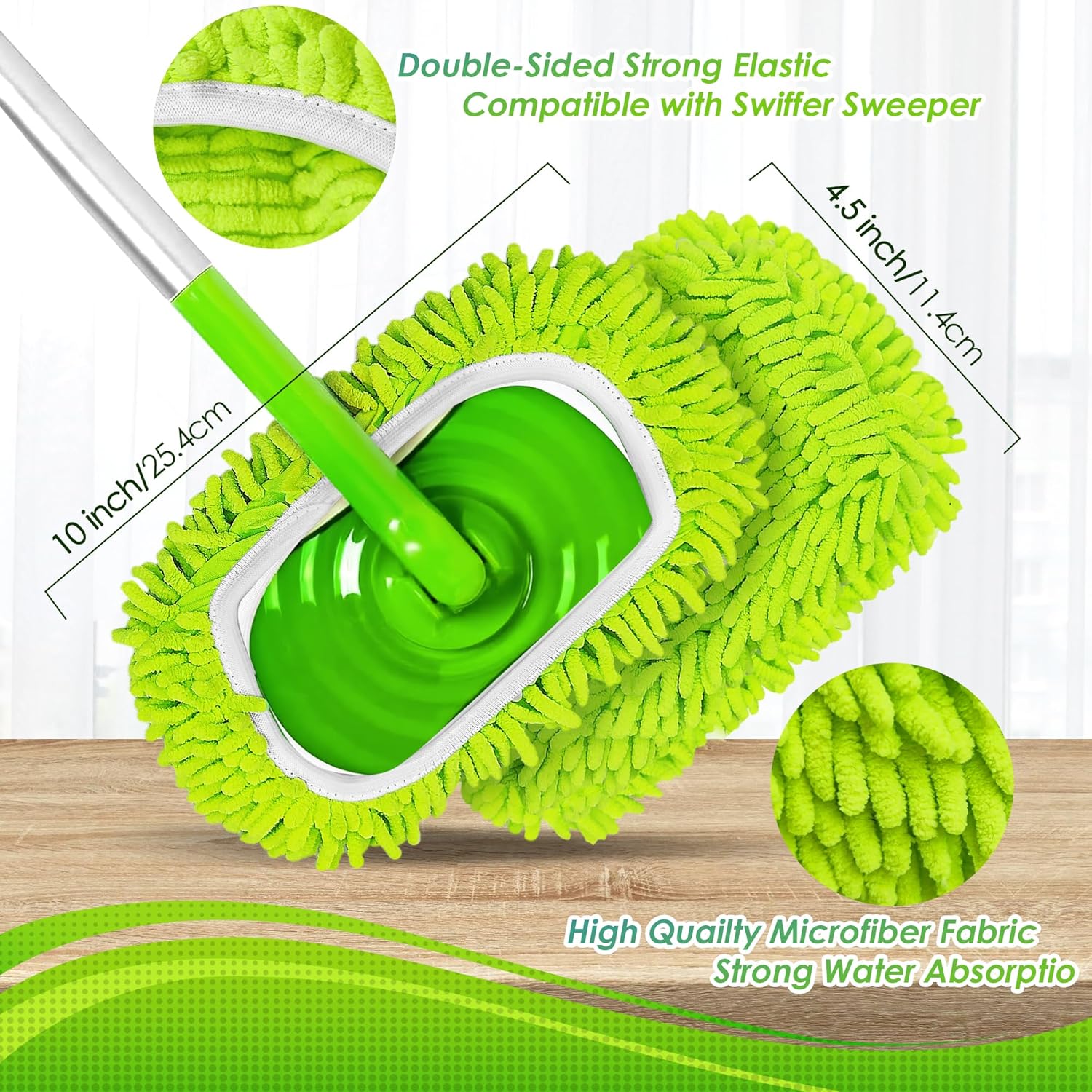 JEHONN Reusable Microfiber Mop Pads 4 Pack for Swiffer Sweeper