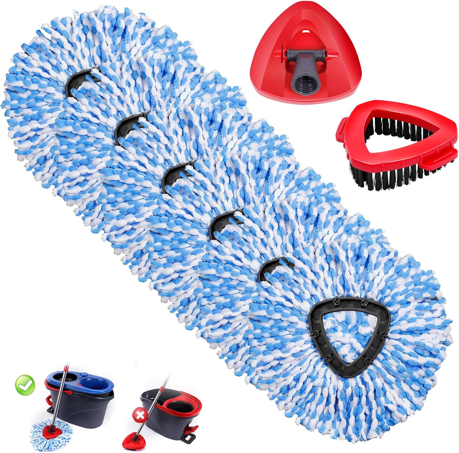 BOCA STORY 6 Mop Heads Scrub Brush Base Combo