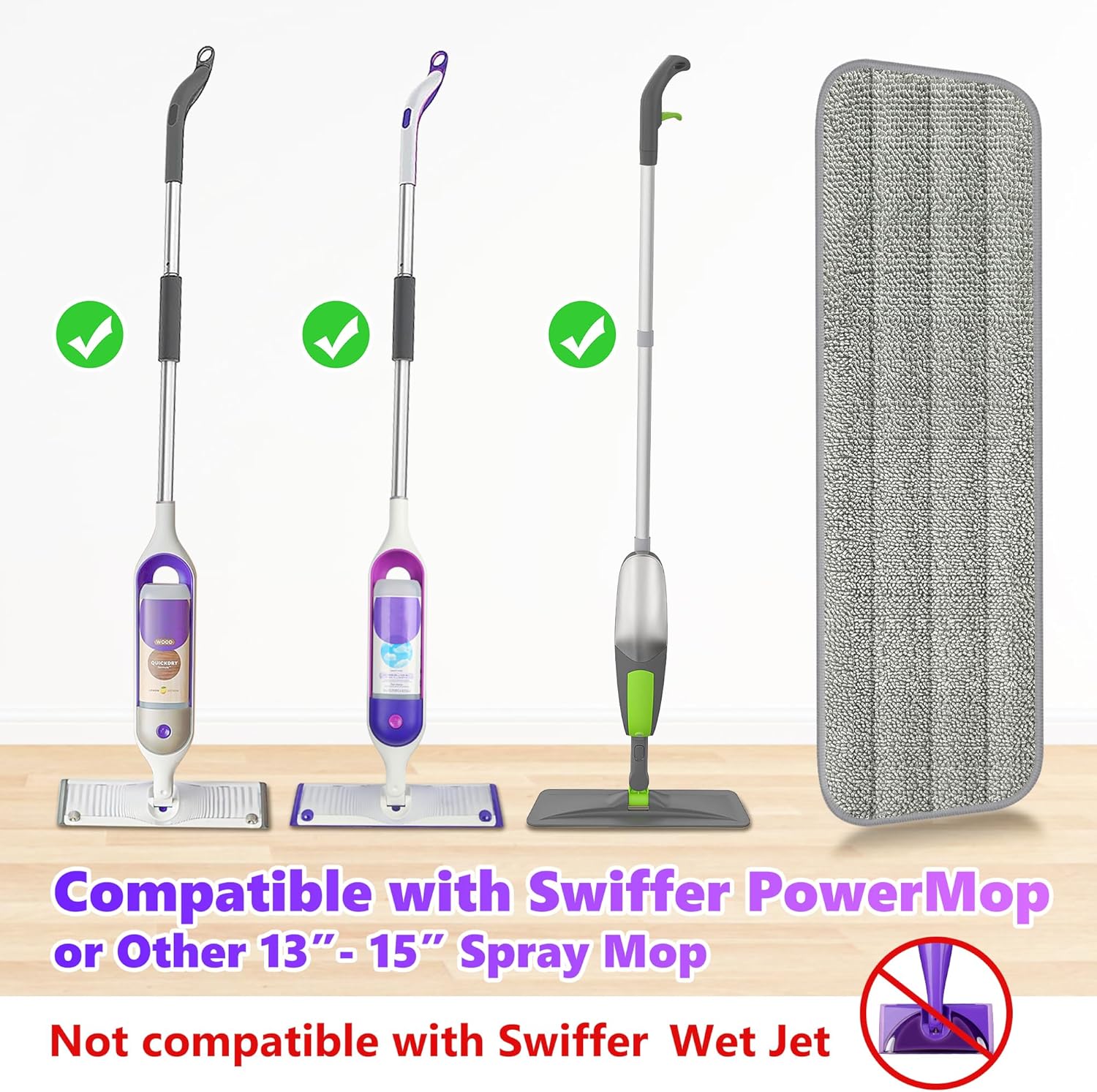 6 Pack Reusable Mop Pads for Swiffer PowerMop and All Floors