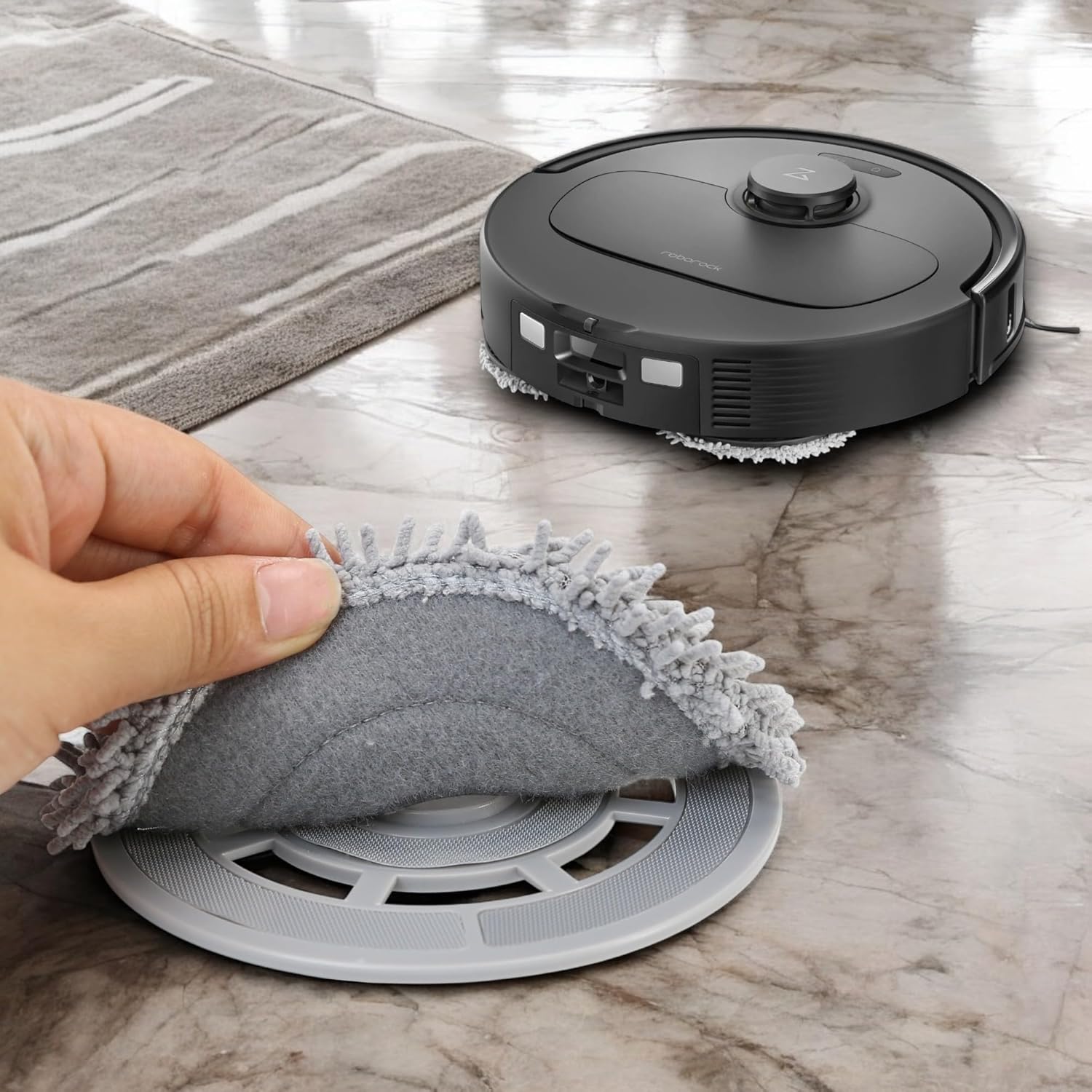 BuleVina 8Pcs Microfiber Mop Cloth Tray for Roborock Q Revo