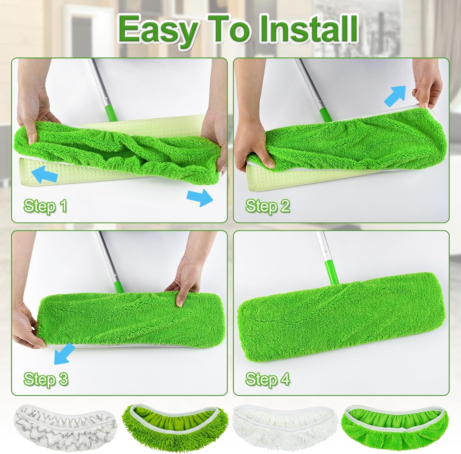 8 Pack Reusable Swiffer XL Mop Pads - Wet Dry Compatible