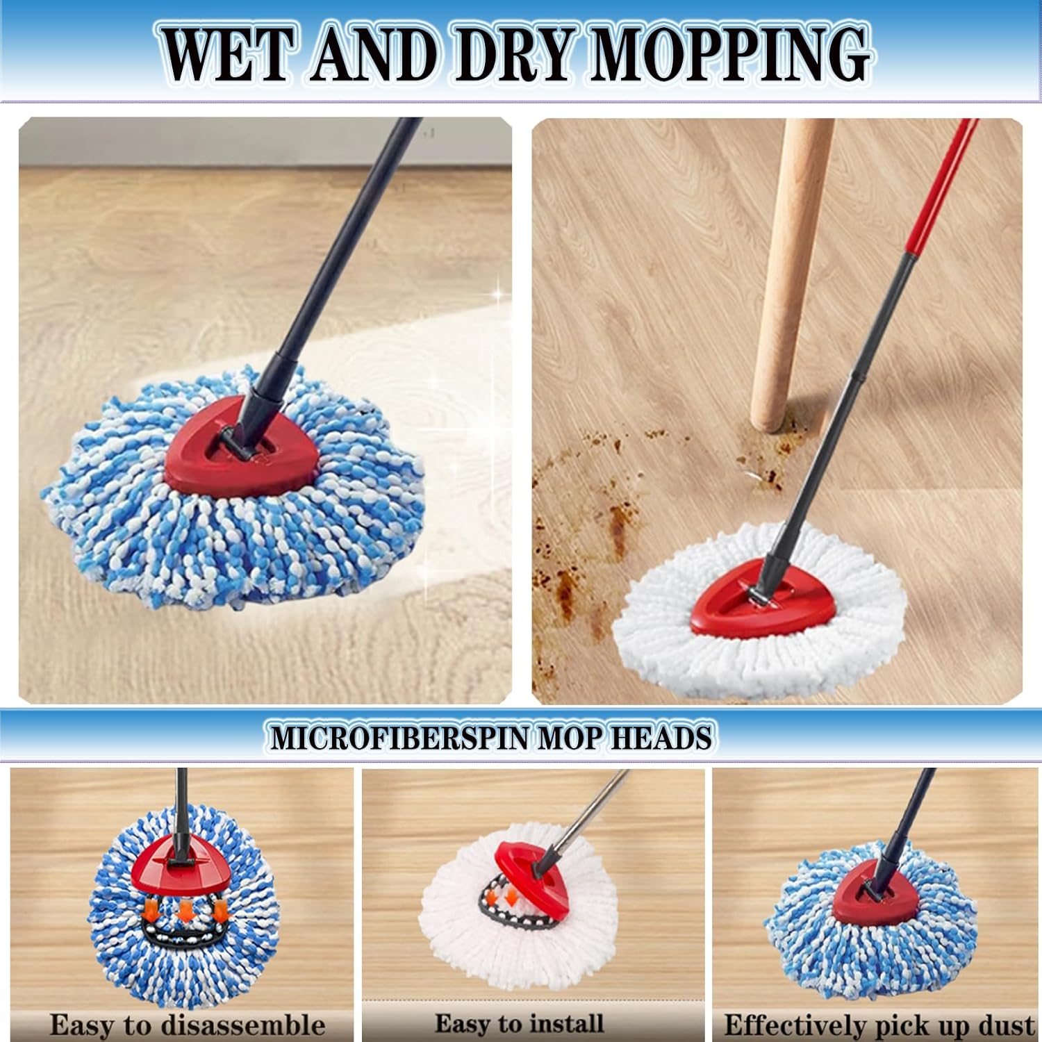 Fazlynyi 4 Pack Microfiber Mop Heads for O-Ceda Mop