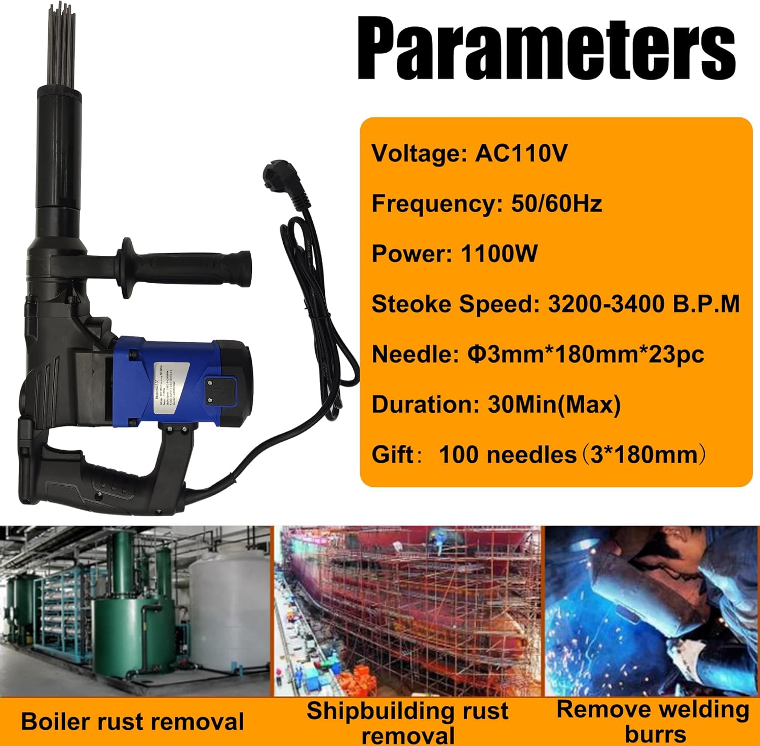Electric Rust Remover with 3200-3400 BPM Power