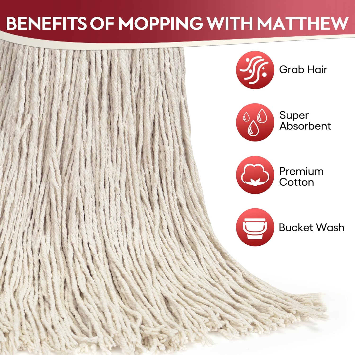 Matthew Cleaning 16oz 3-Pack Cotton Mop Heads