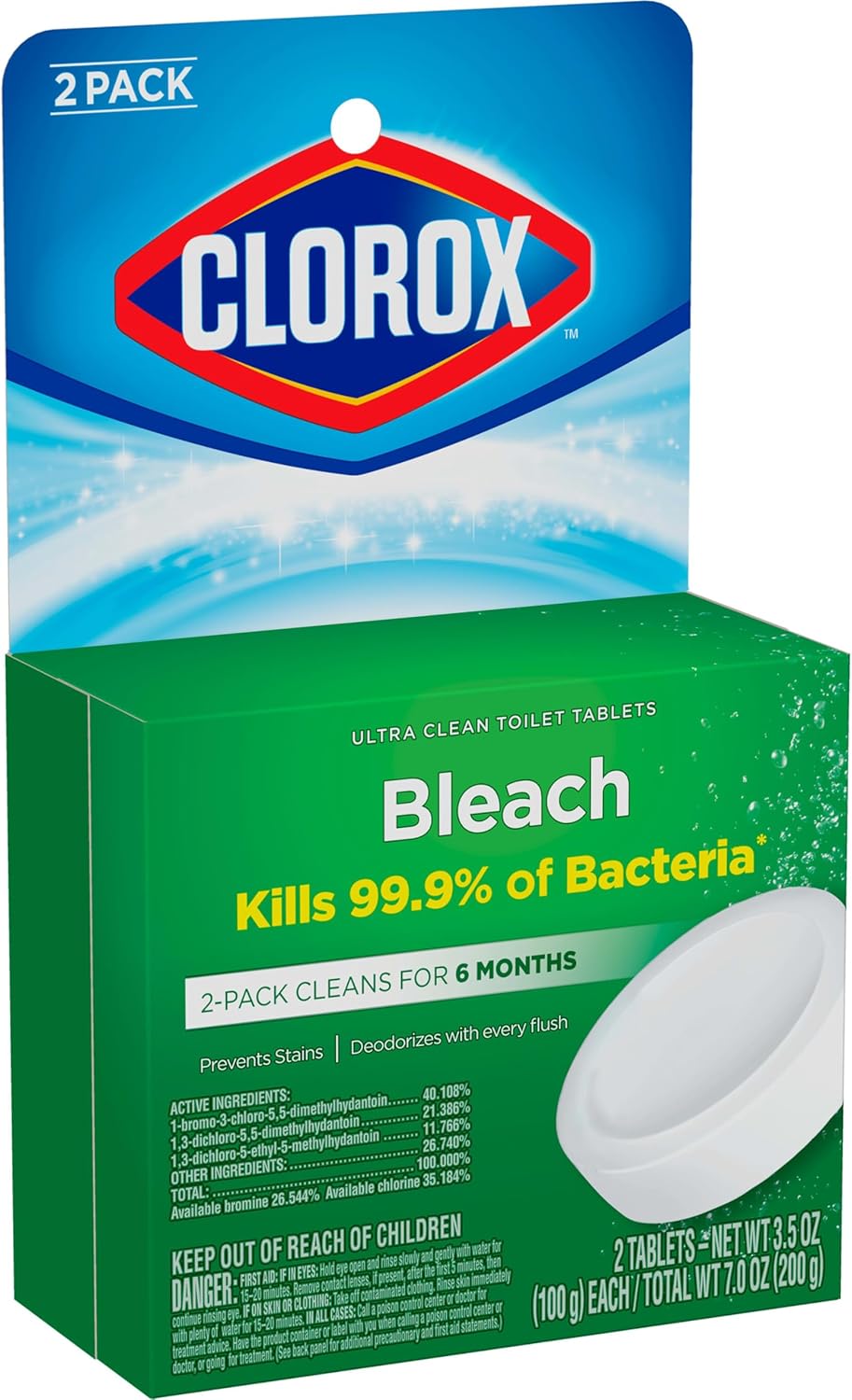 Clorox Ultra Clean Toilet Tablets with Bleach 2 Count 35 Ounces Each