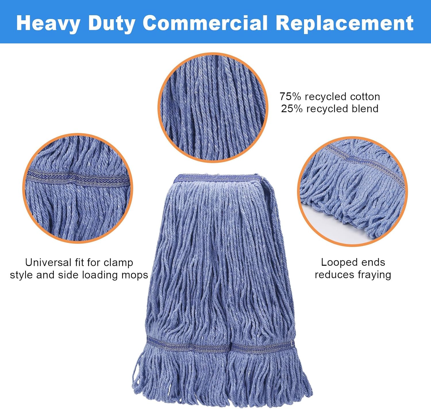 2 Pack Heavy Duty Mop Head Replacements