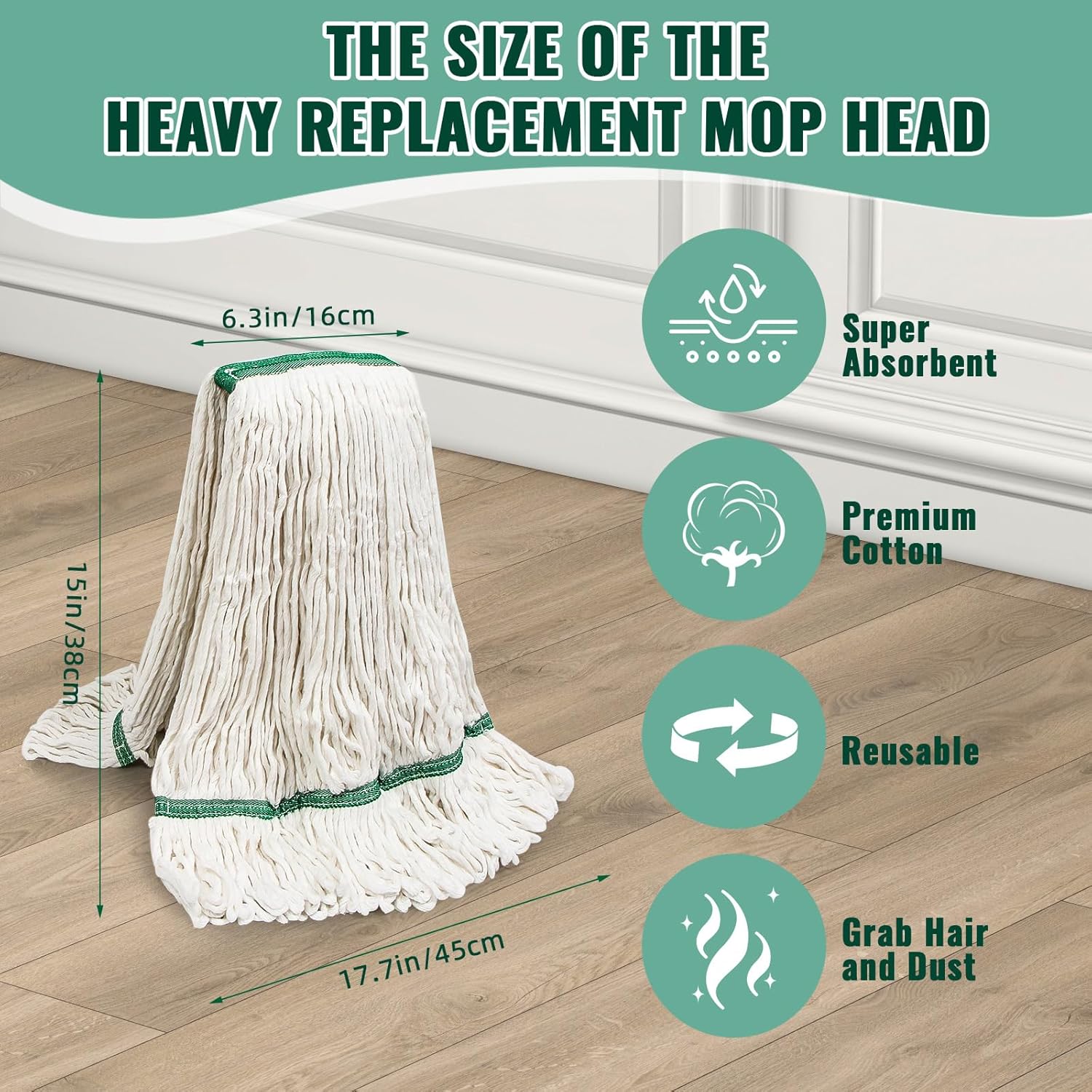 kCarpoly 20oz Heavy Duty Mop Head Refills 6 Pack