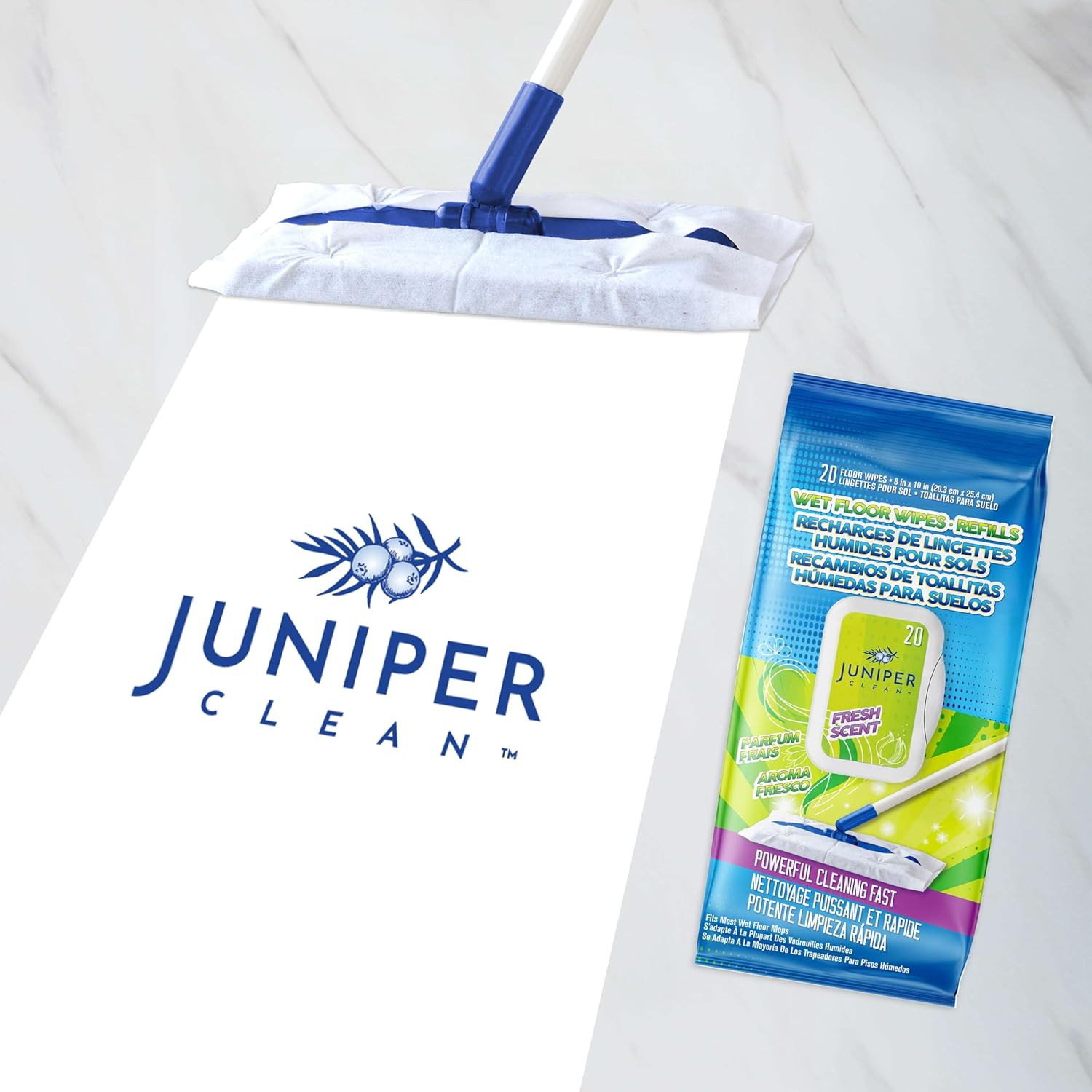 Juniper CLEAN Wet Floor Wipes 20 Count Multi-Surface Refill