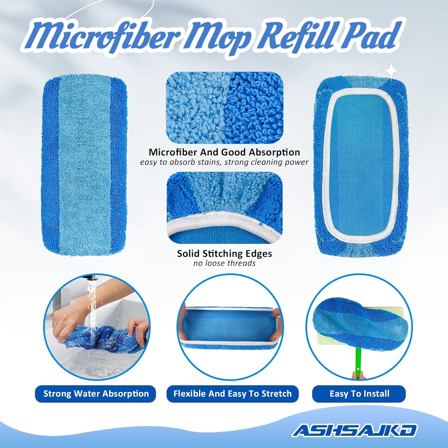 8 Pack Reusable Mop Pad for Swiffer Sweeper