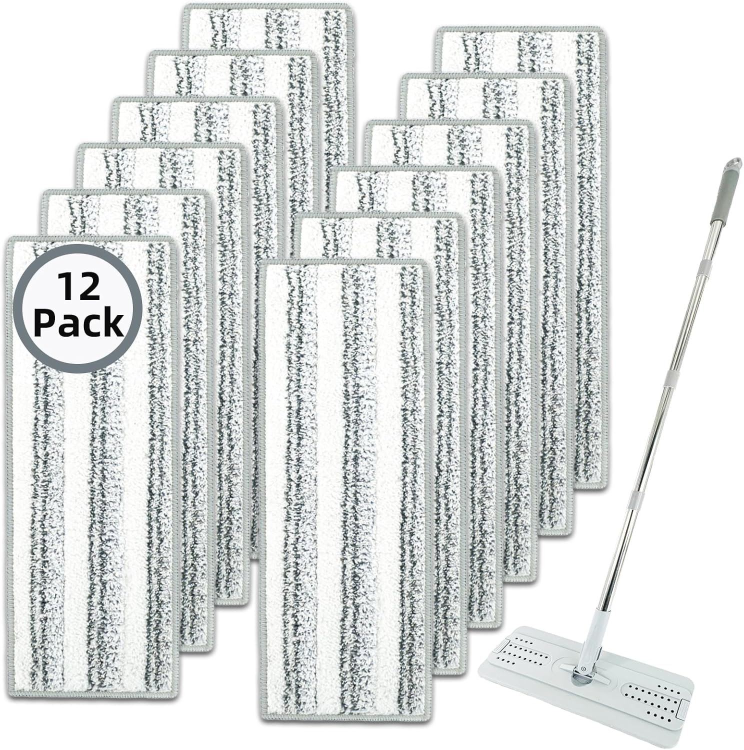 12 Pack Microfiber Mopping Pads - Reusable Washable
