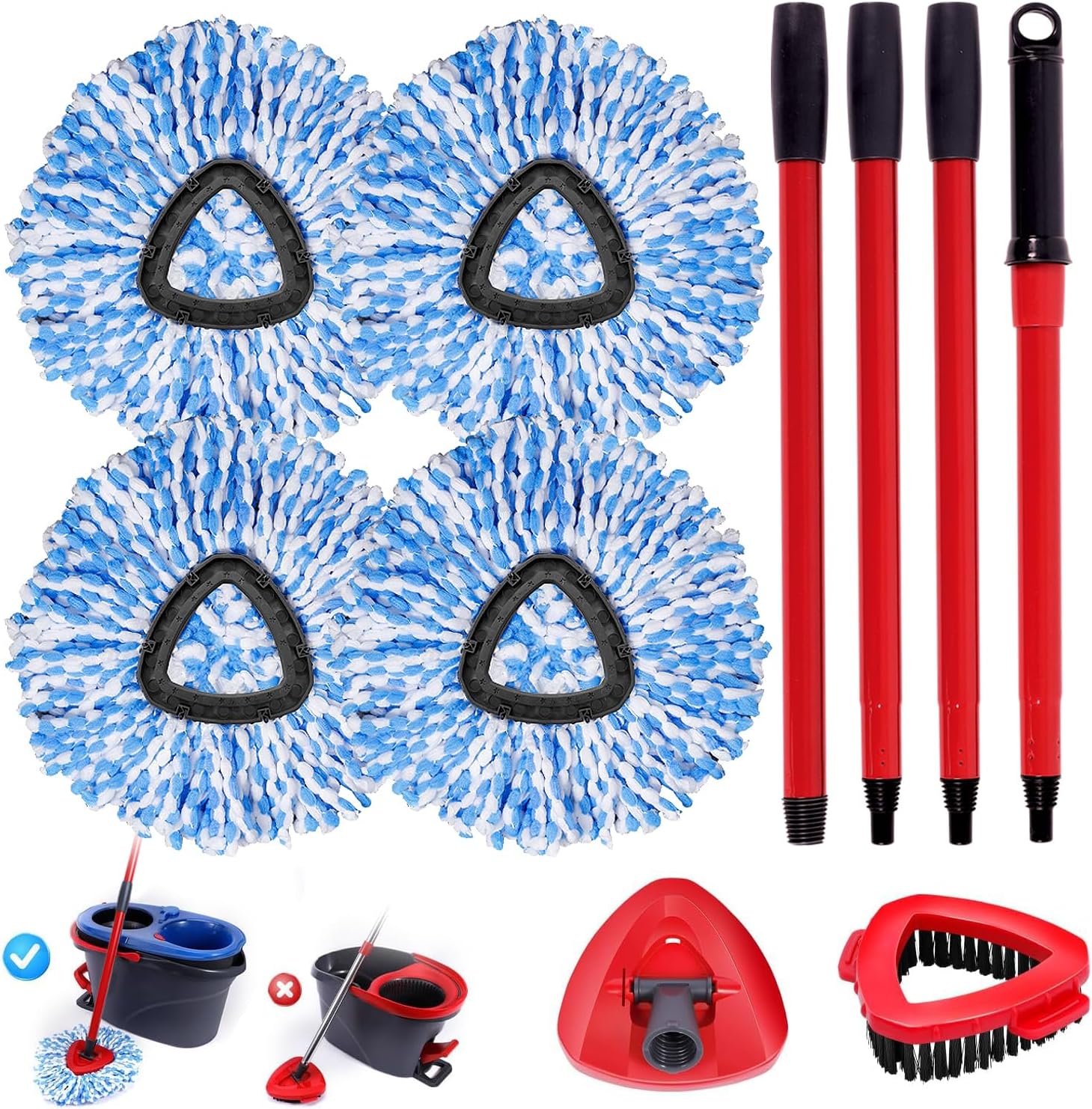 4-Pack Spin Mop Heads for Oceda RinseClean 2-Tank System
