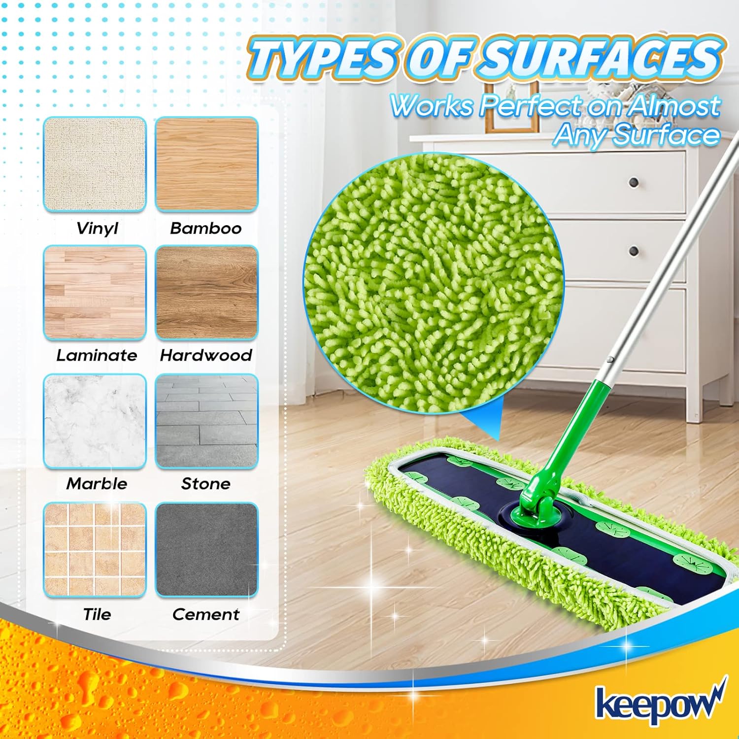 KEEPOW Reusable XL Wet Pads Refills for Swiffer XL Mop