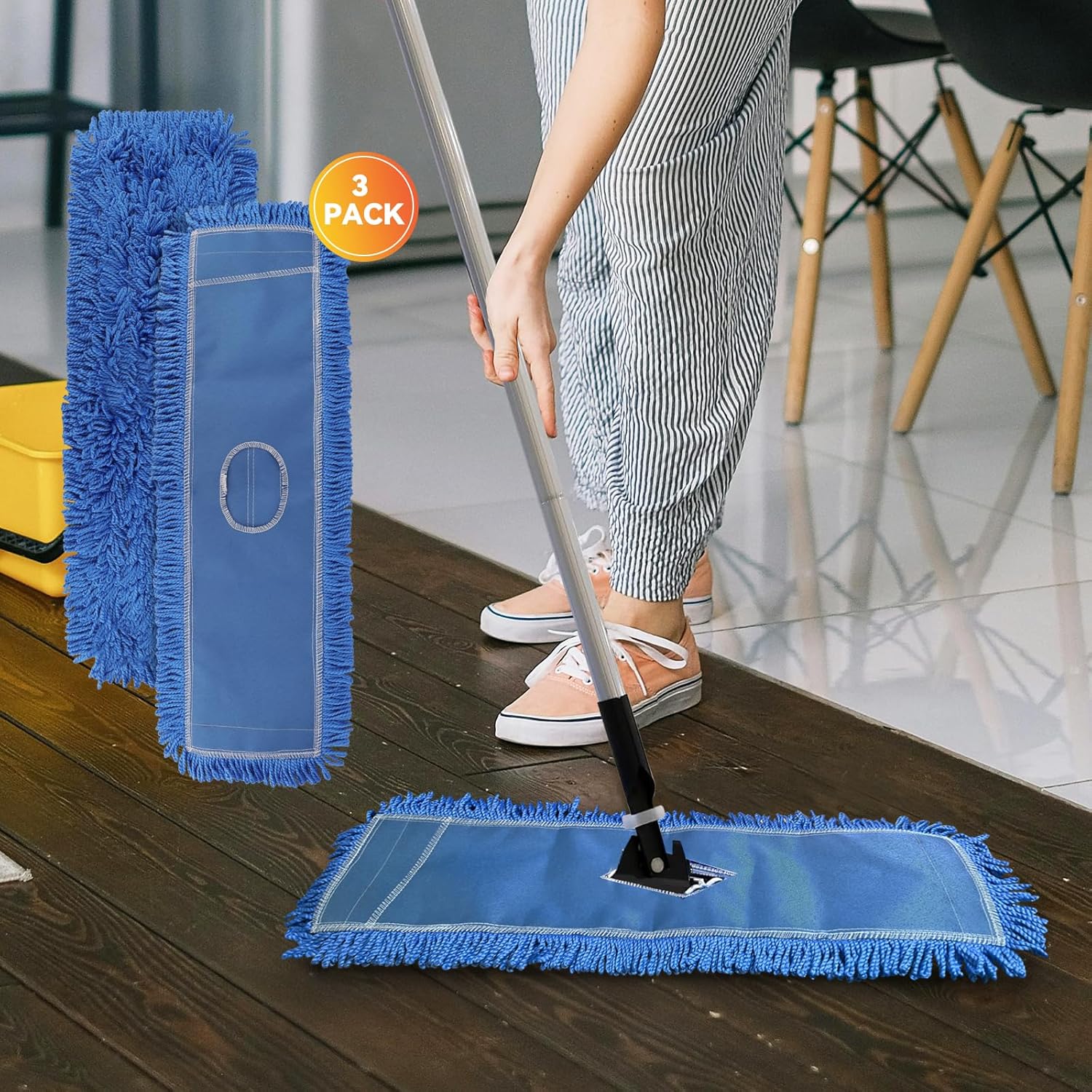 36 Inch Microfiber Dust Mop Head Replacement - 3 Pack