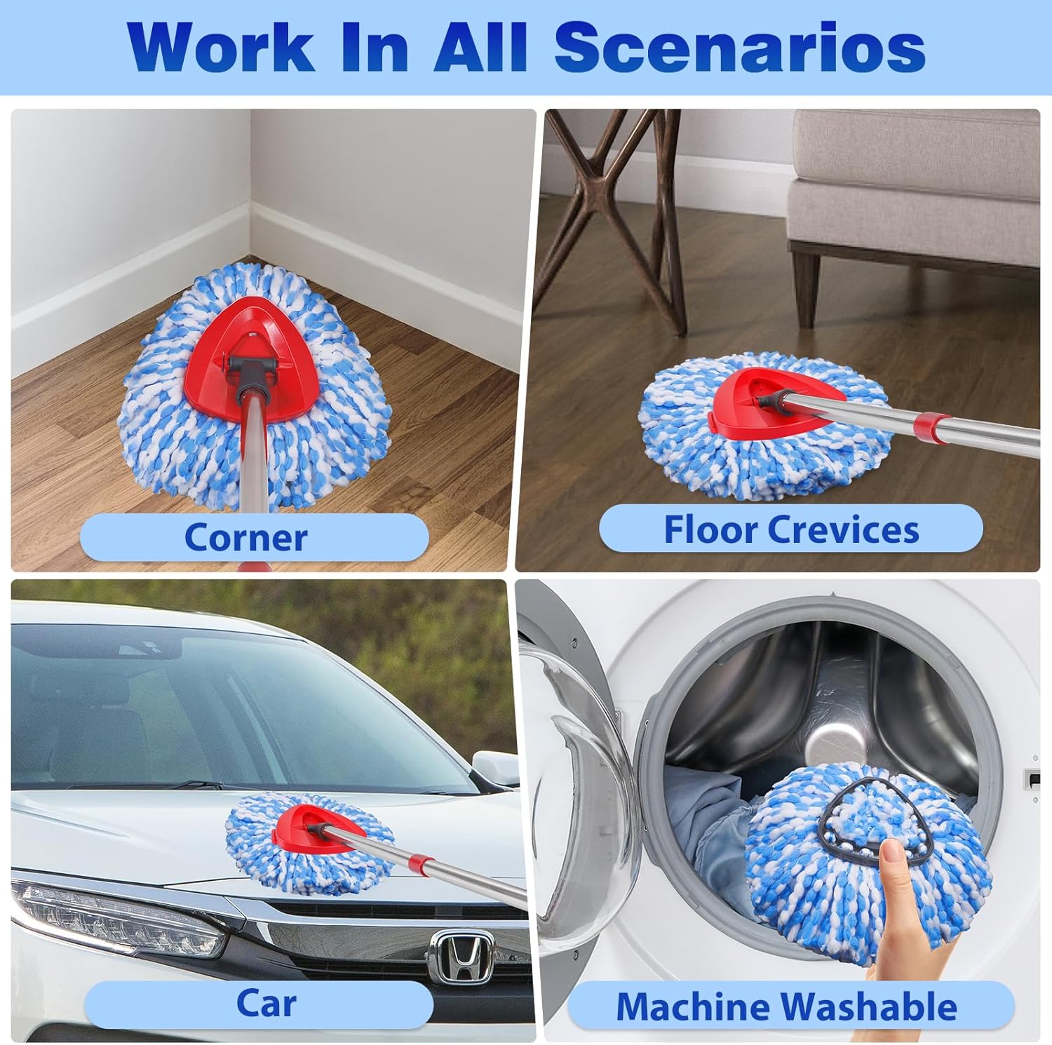 6 Pack Mop Replacement Heads for Oceda RinseClean 2-Tank System