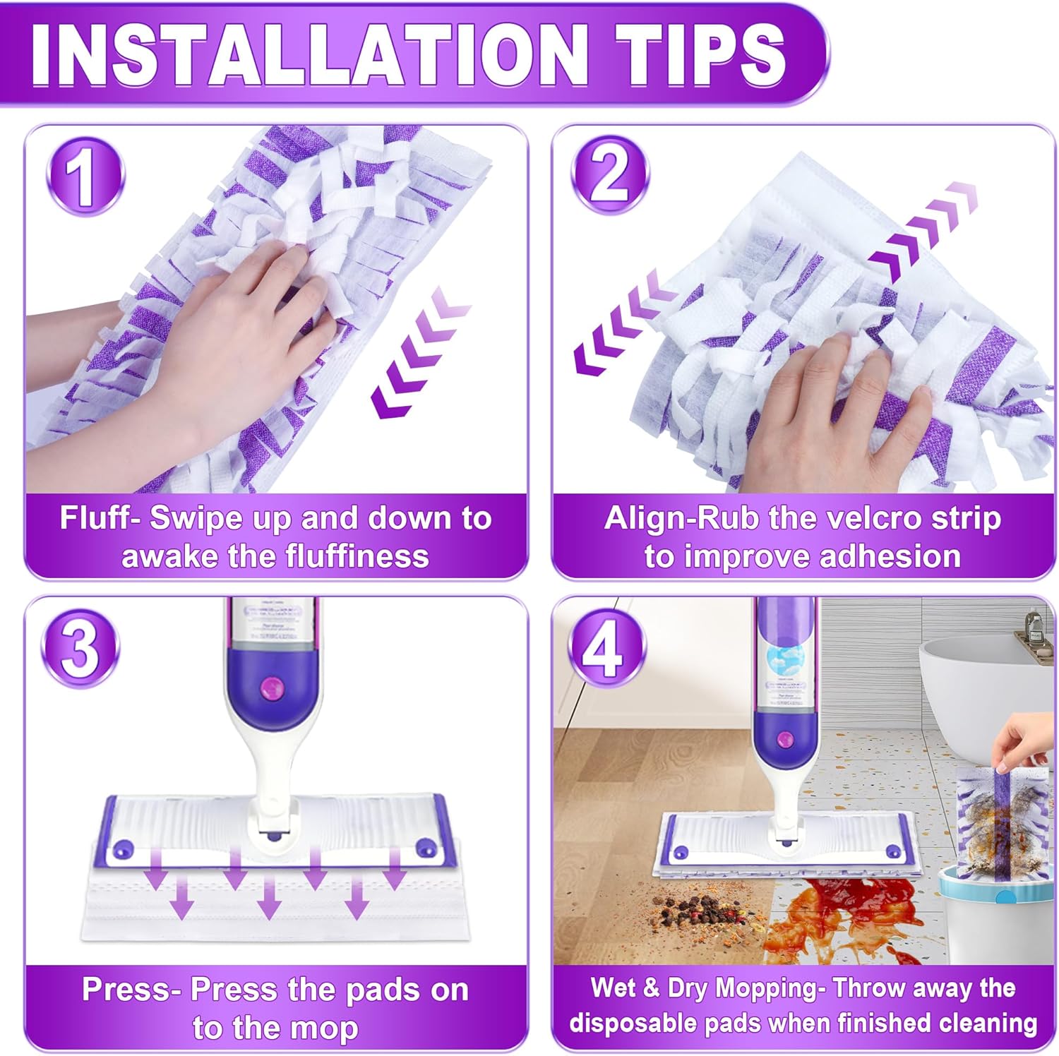 EXEGO Power Mop Pads Refills 12 Count for Multi-Surface Cleaning