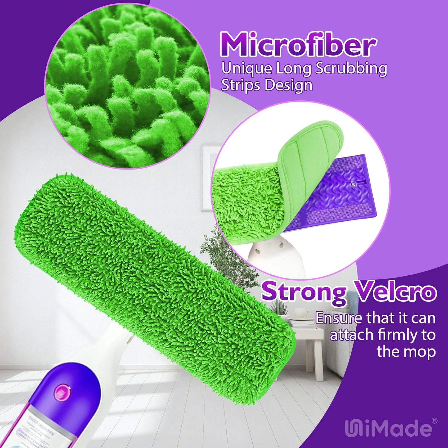 UNIMADE Reusable Mop Pads 8 Pack for Swiffer PowerMop