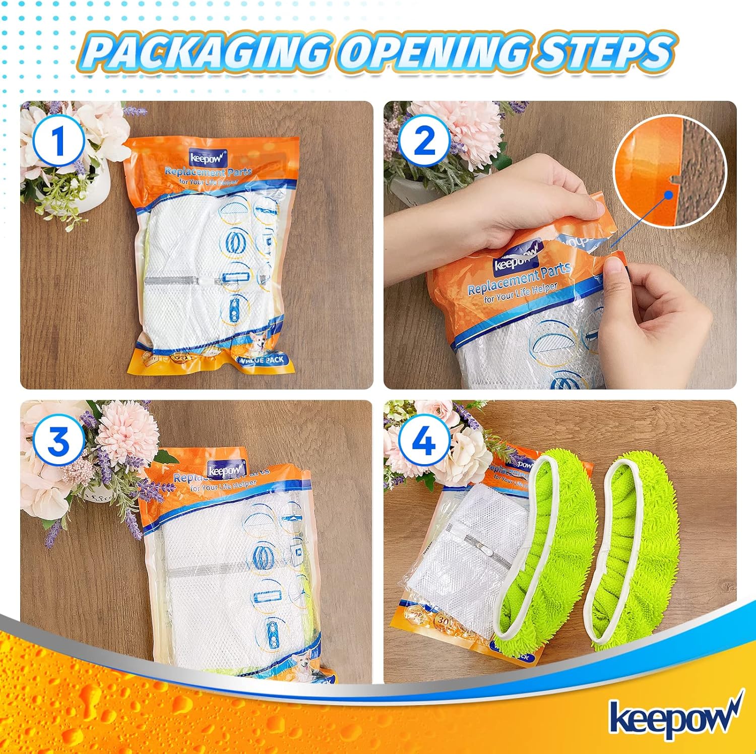 KEEPOW Reusable XL Wet Pads Refills for Swiffer XL Mop