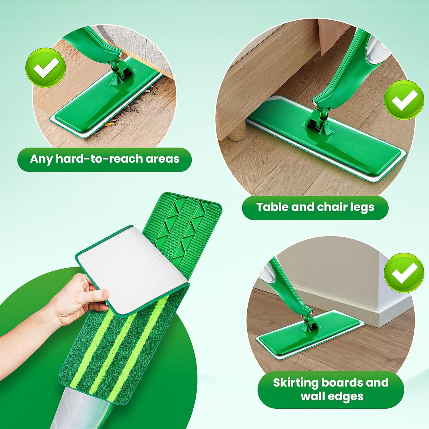 4 Pack Microfiber Spray Mop Pads Refills for Libman Freedom Spray Mop