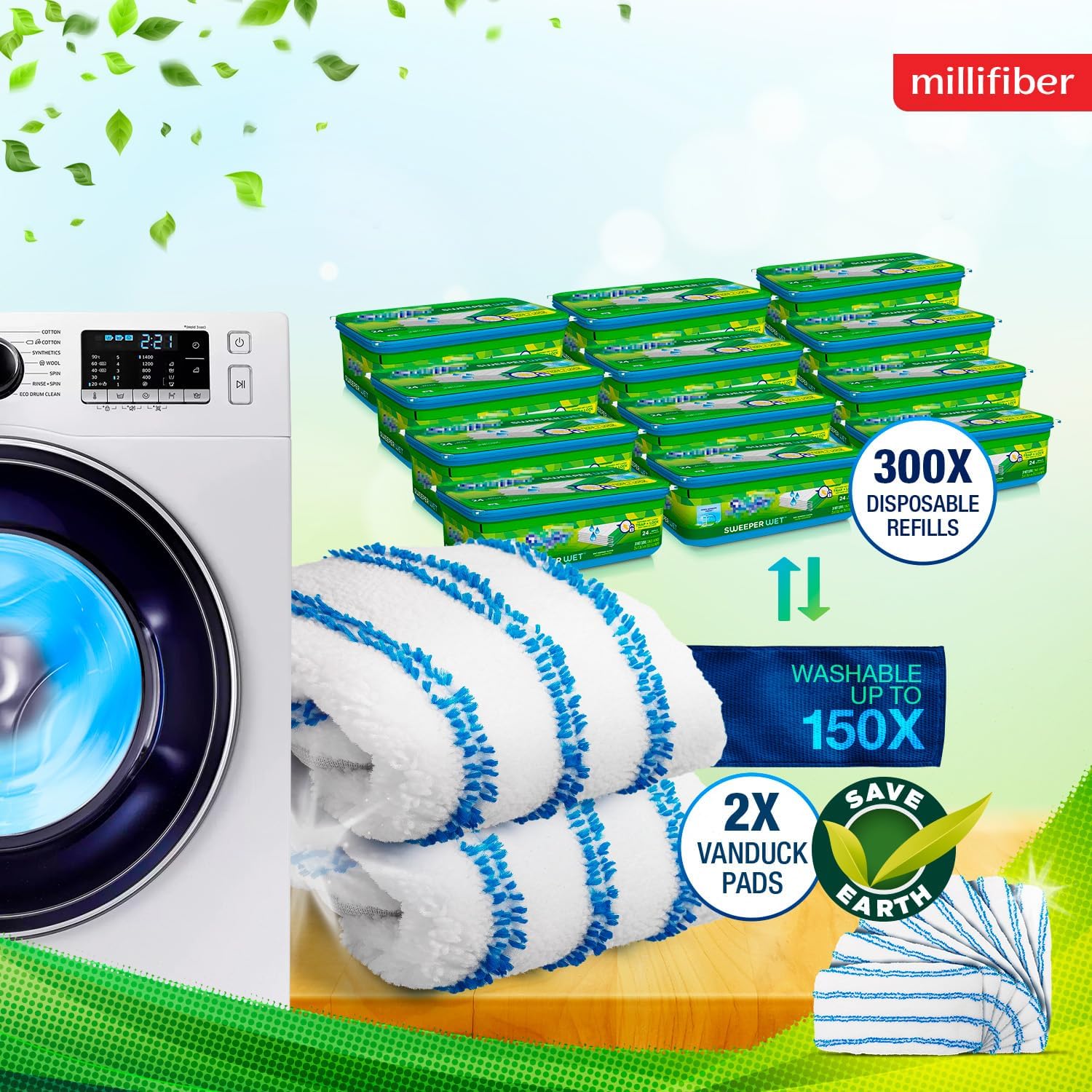 Millifiber Microfiber Mop Pads 4-Pack Swiffer Compatible