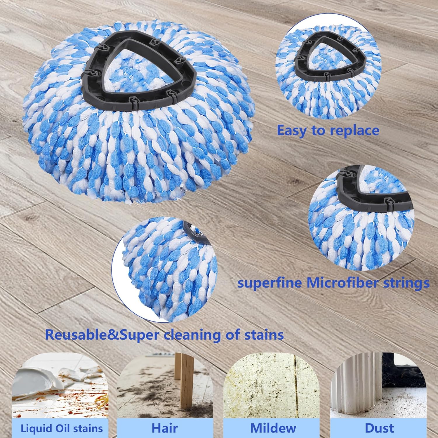 BOCA STORY 6 Mop Heads Scrub Brush Base Combo
