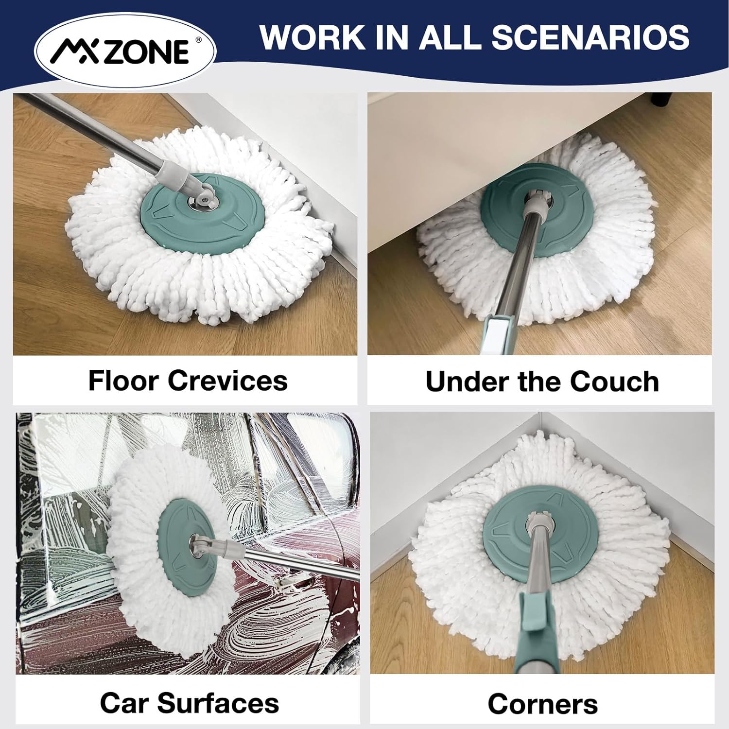MXZONE Spin Mop Replacement Head 3 Pack