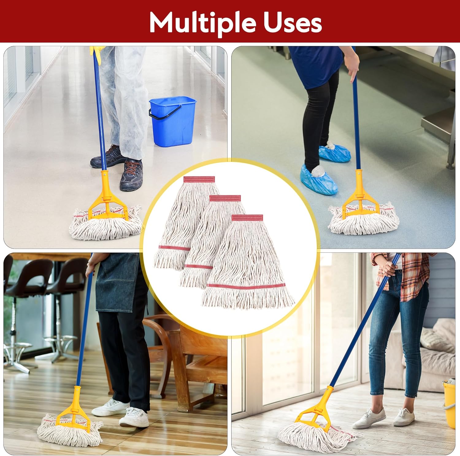 L Luke Supply Heavy Duty Mop Head Replacement Pack of 3