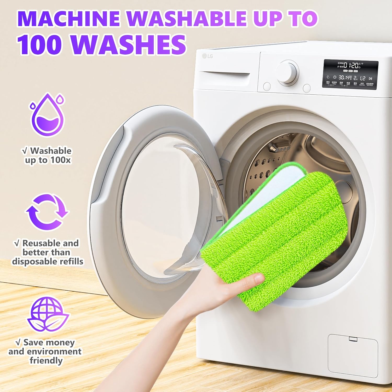 ILAVCOOL 18 Pack Reusable Mop Pads for Swiffer PowerMop