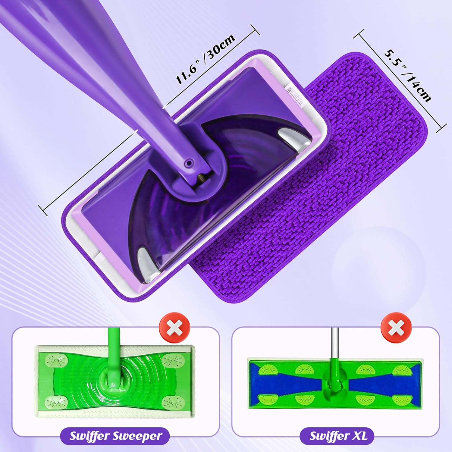 PAPCLEAN Reusable Mop Pads - 4 Pack Purple for Swiffer WetJet 1