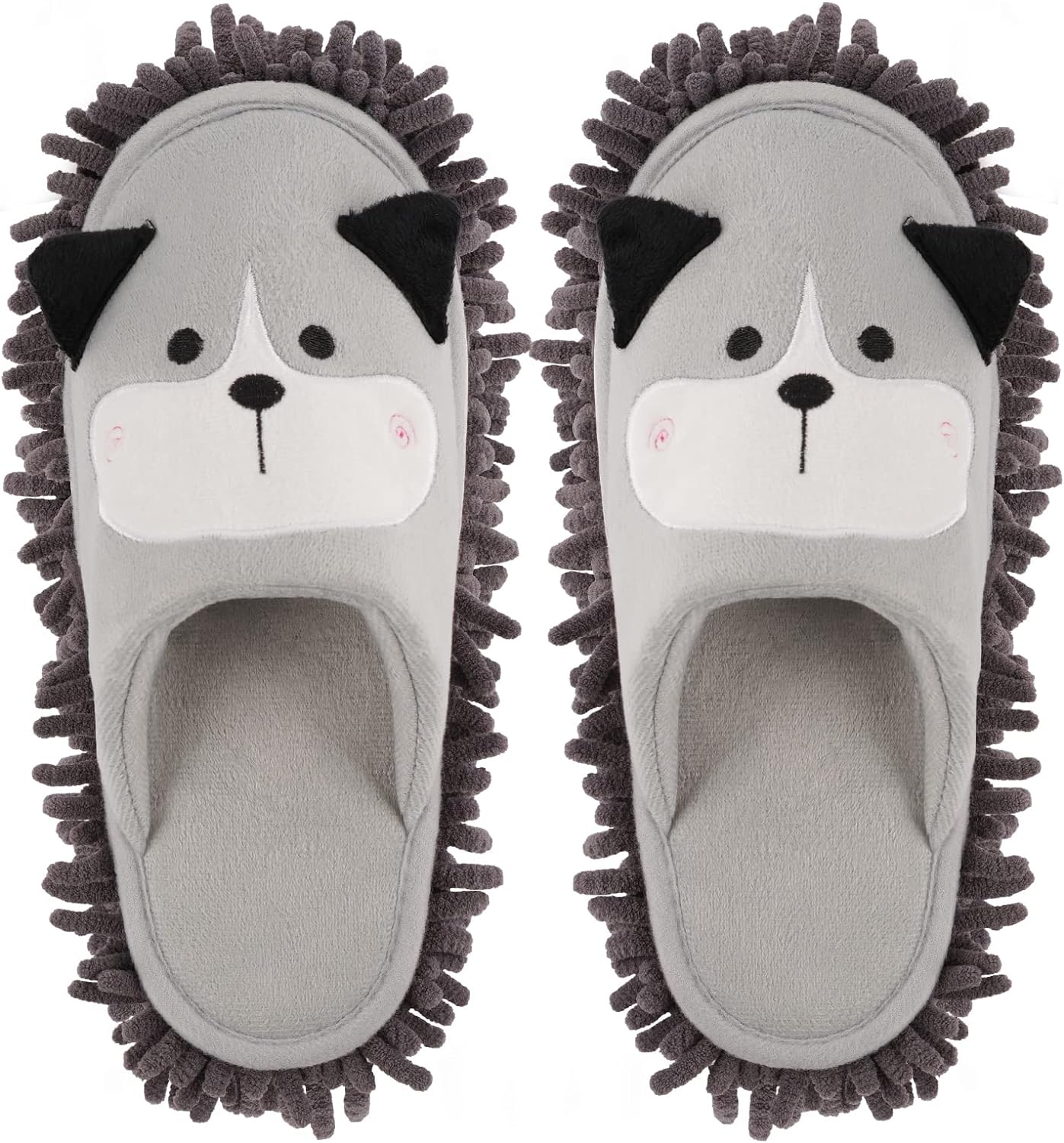 Frjjthchy Cartoon Dog Mop Slippers Gray