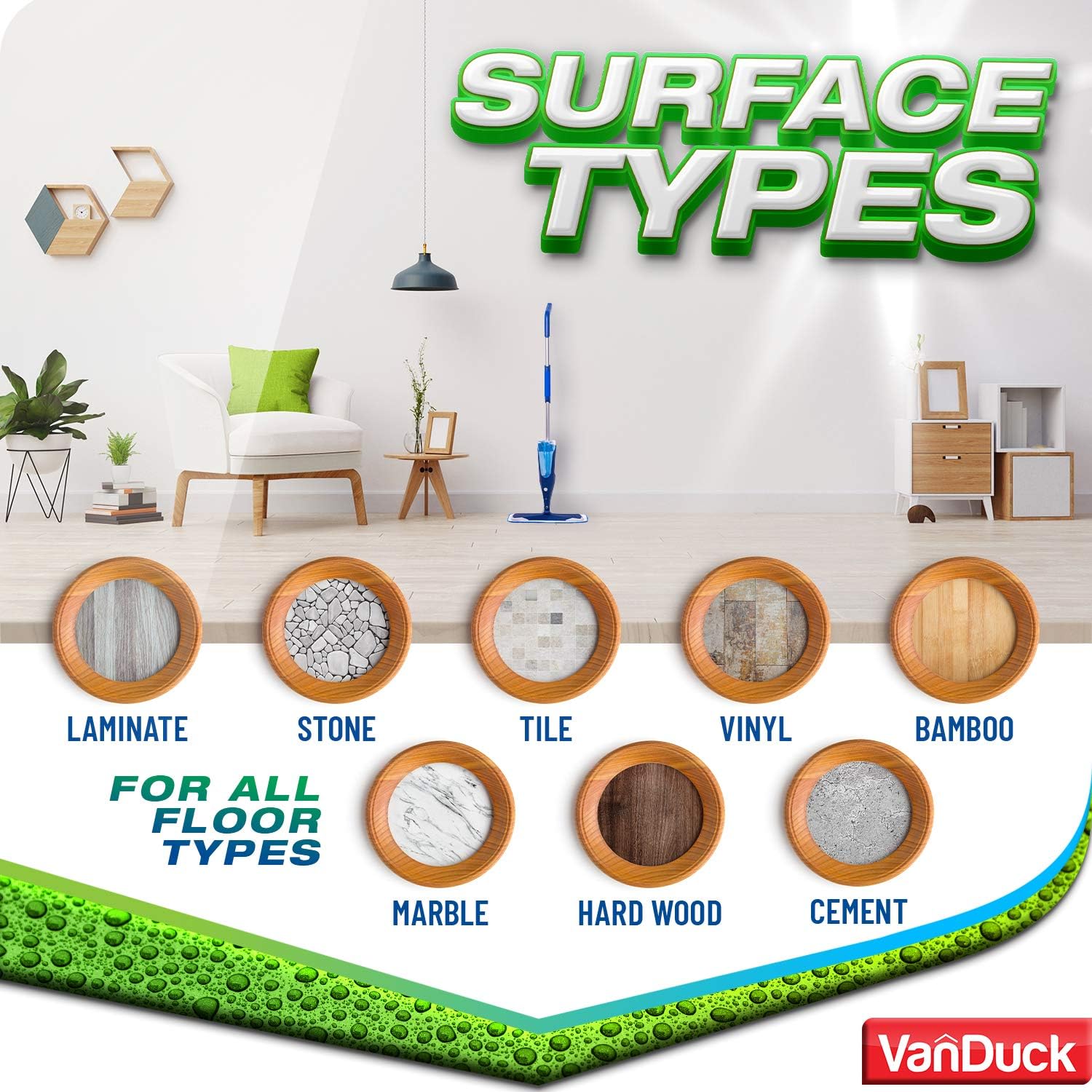 VanDuck Microfiber Mop Pads 3 Pack for Bona 18 Inch