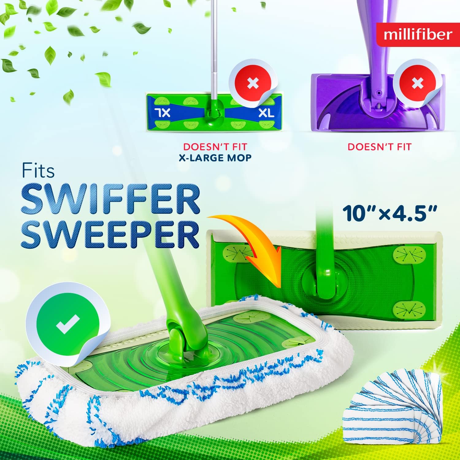 Millifiber Microfiber Mop Pads 4-Pack Swiffer Compatible