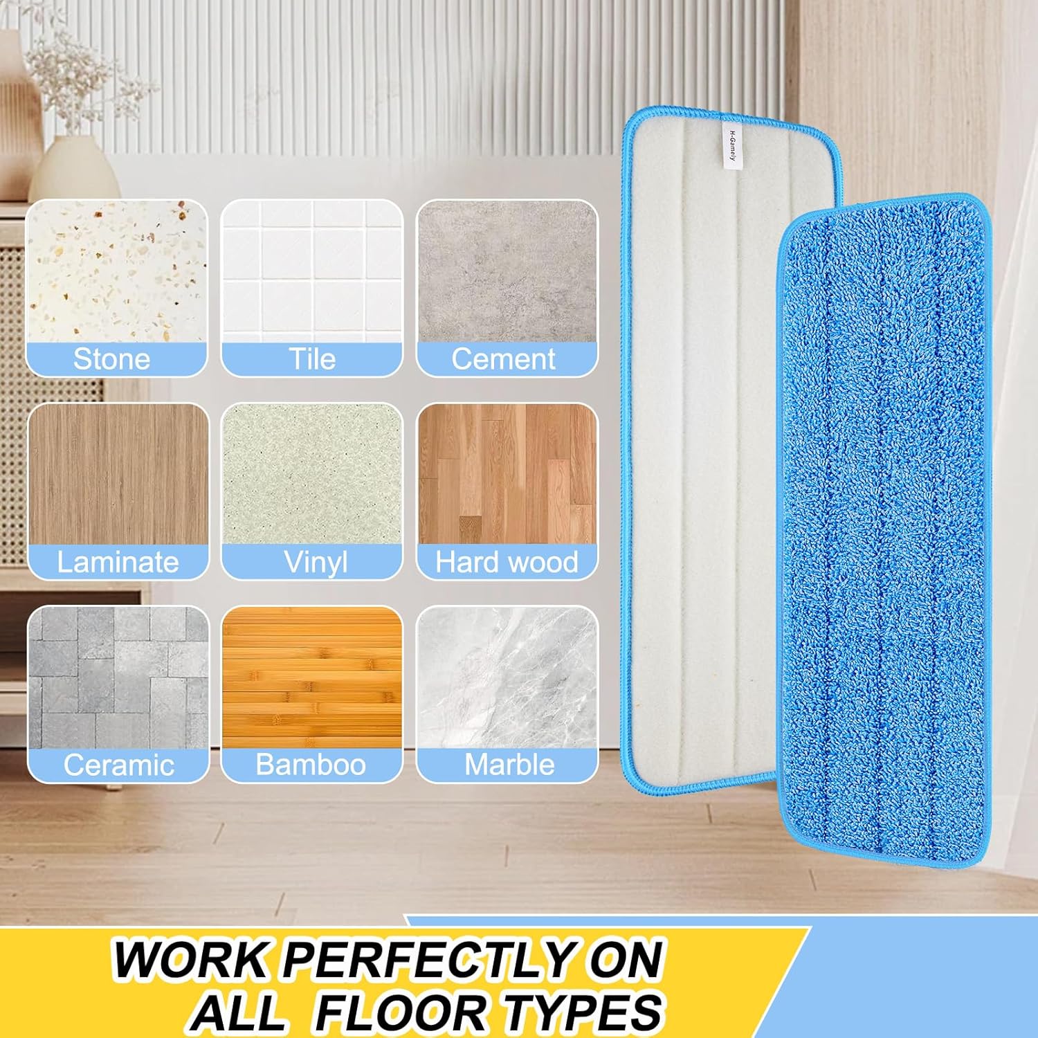 8 Pack 165 Inch Reusables Mop Pads for Bona System