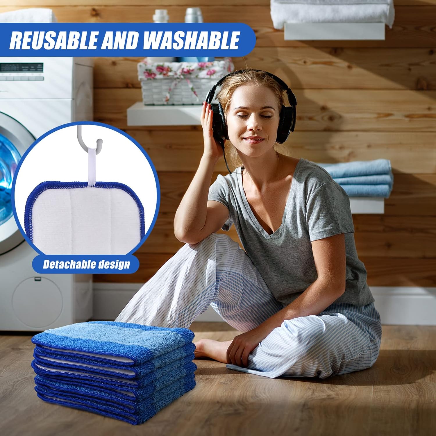 12 Piece Microfiber Mop Pads Reusable for Bona Mop