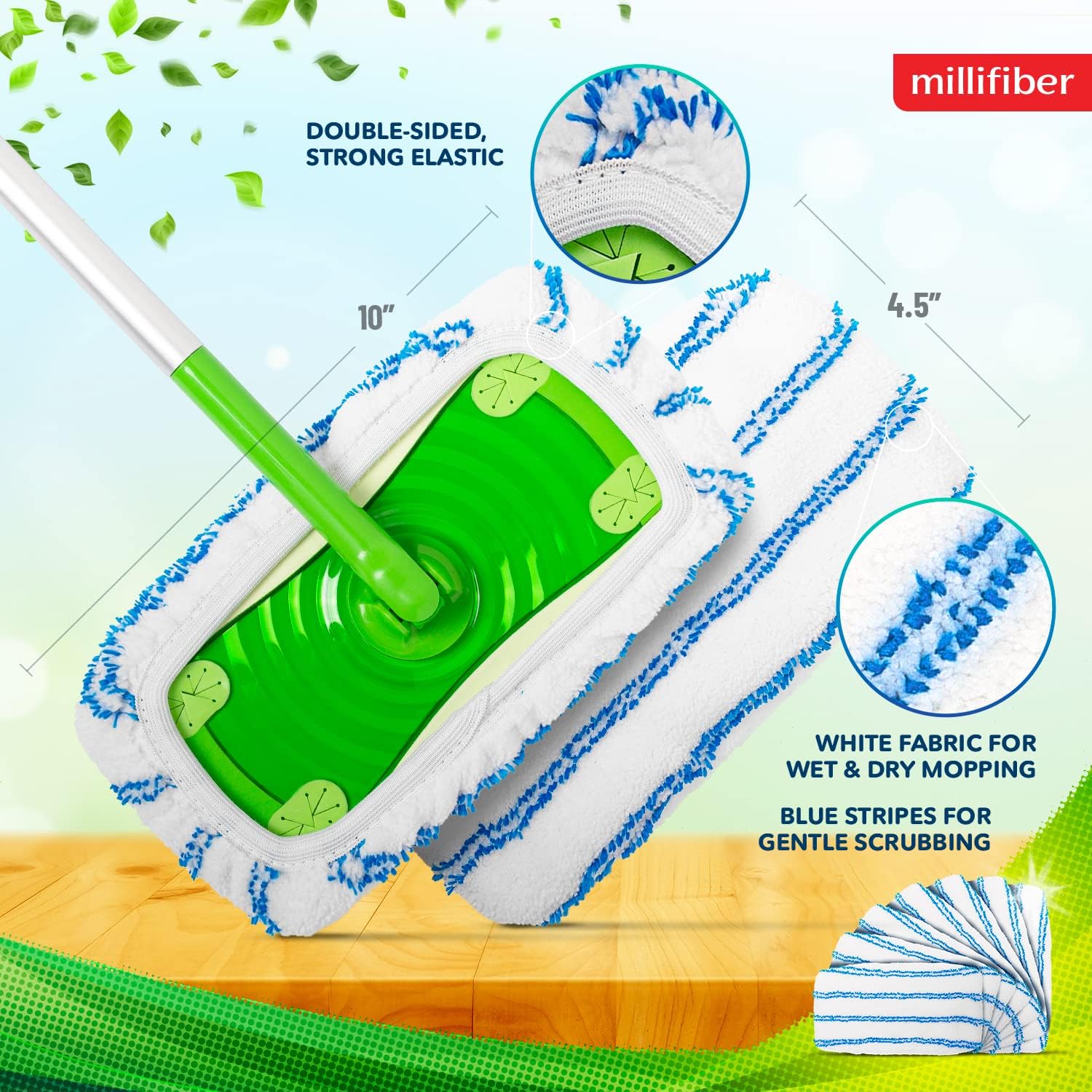 Millifiber Microfiber Mop Pads 4-Pack Swiffer Compatible
