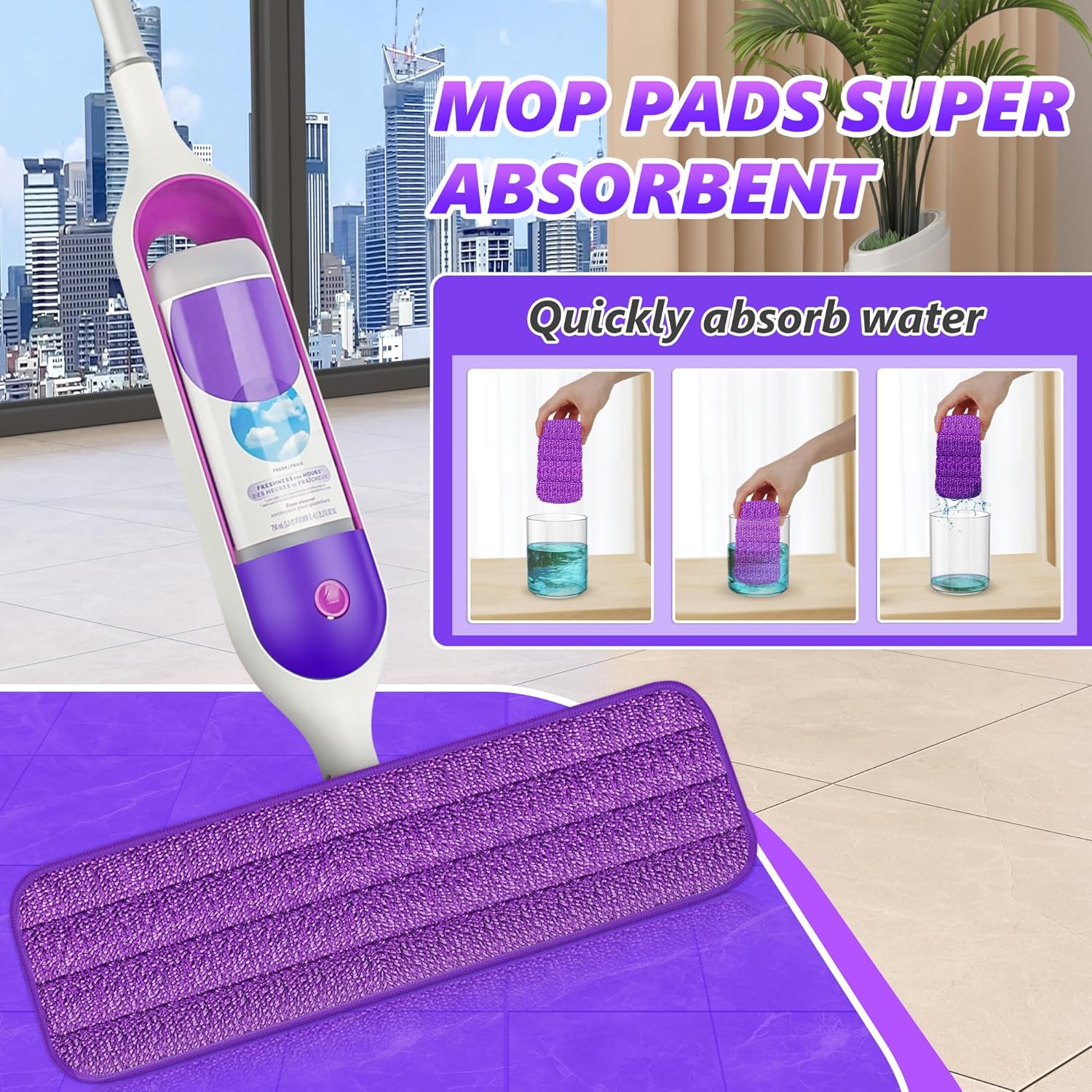 EXEGO 6 Count Reusable Microfiber Mop Pads for Swiffer PowerMop